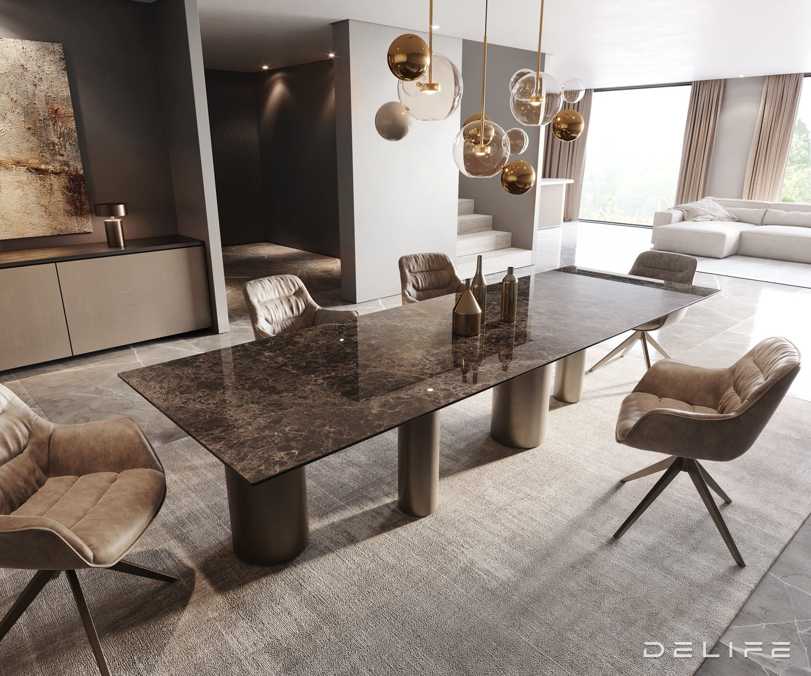 Blagovaonski stol Edge 300x100cm, Materijal: Keramika na staklu