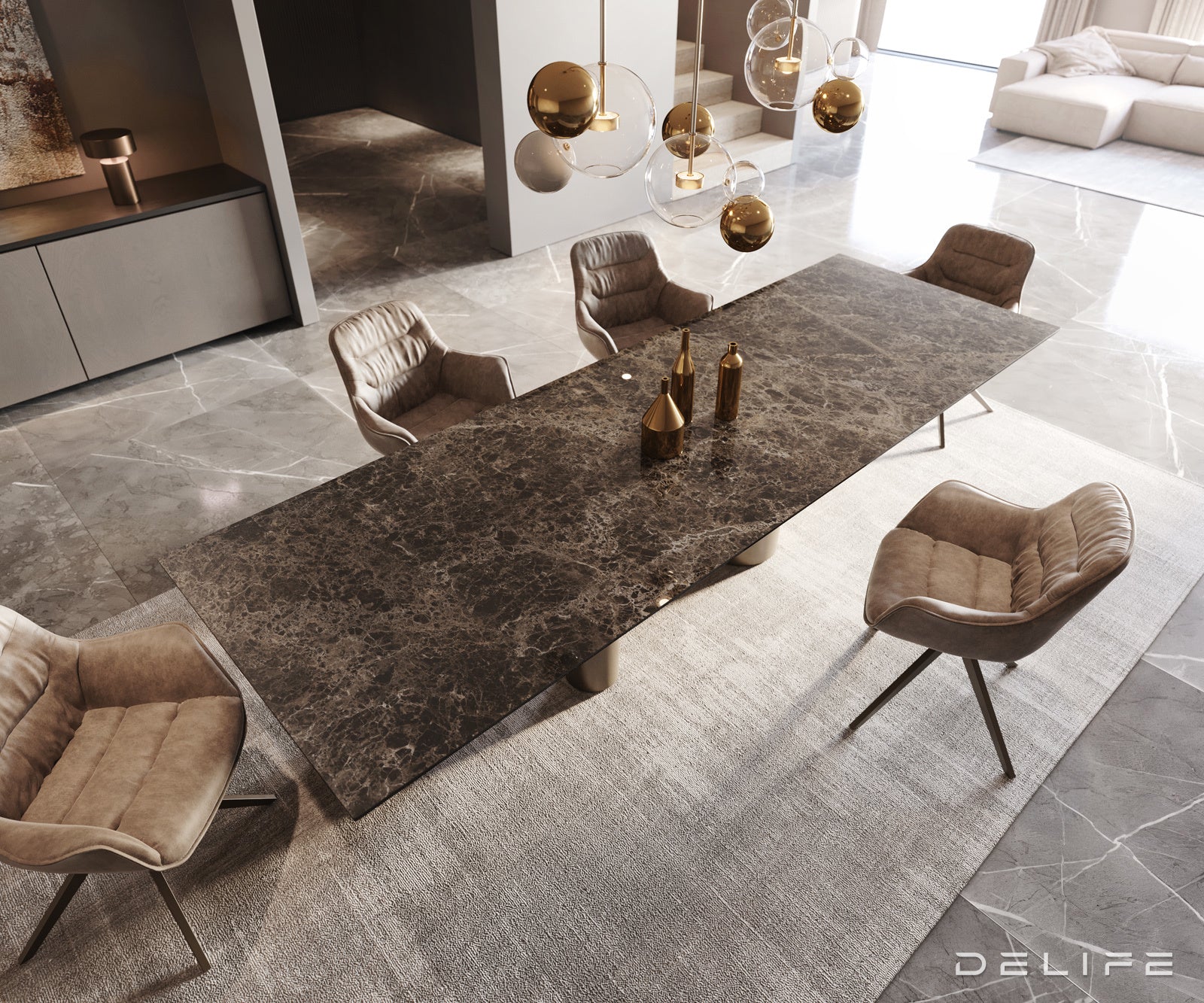 Blagovaonski stol Edge 300x100cm, Materijal: Keramika na staklu