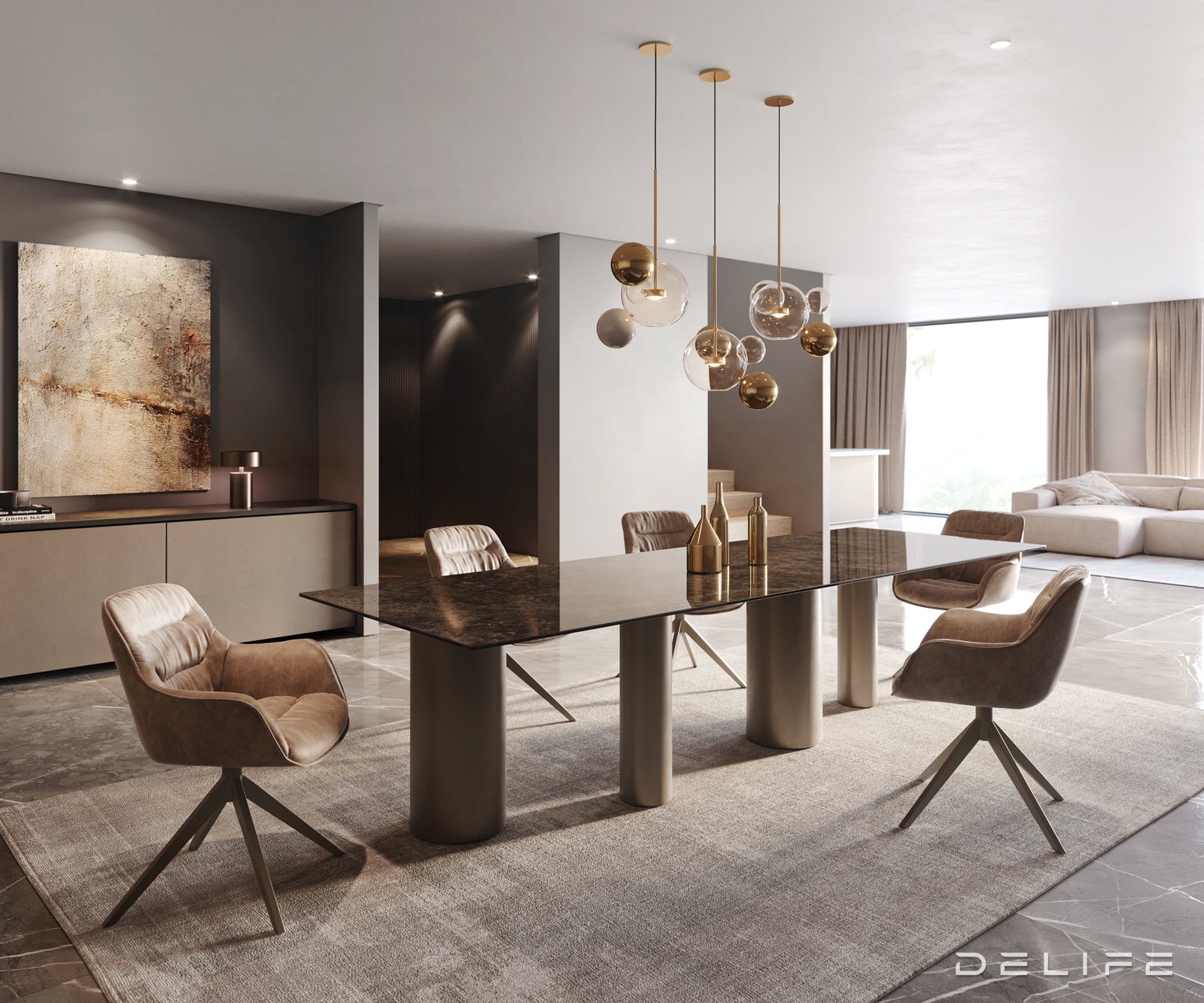 Blagovaonski stol Edge 300x100cm, Materijal: Keramika na staklu