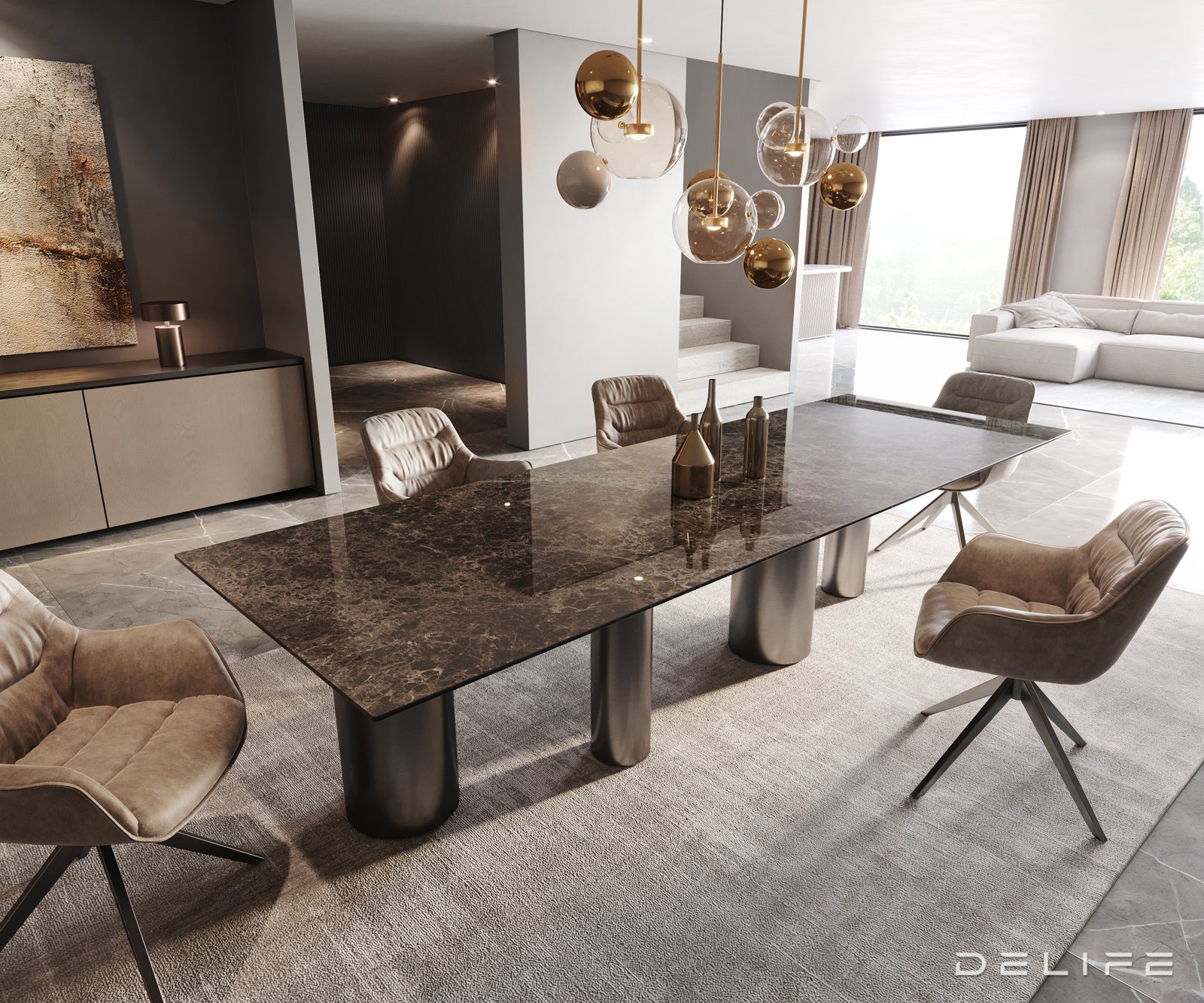 Blagovaonski stol Edge 300x100cm, Materijal: Keramika na staklu