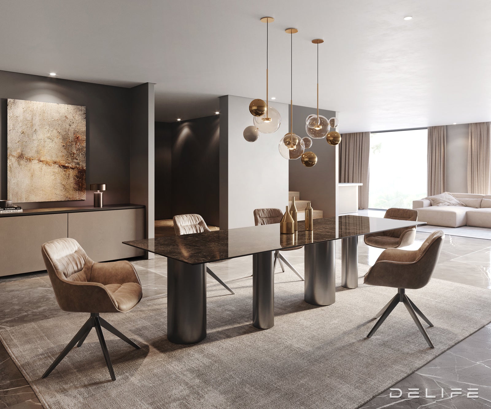 Blagovaonski stol Edge 300x100cm, Materijal: Keramika na staklu