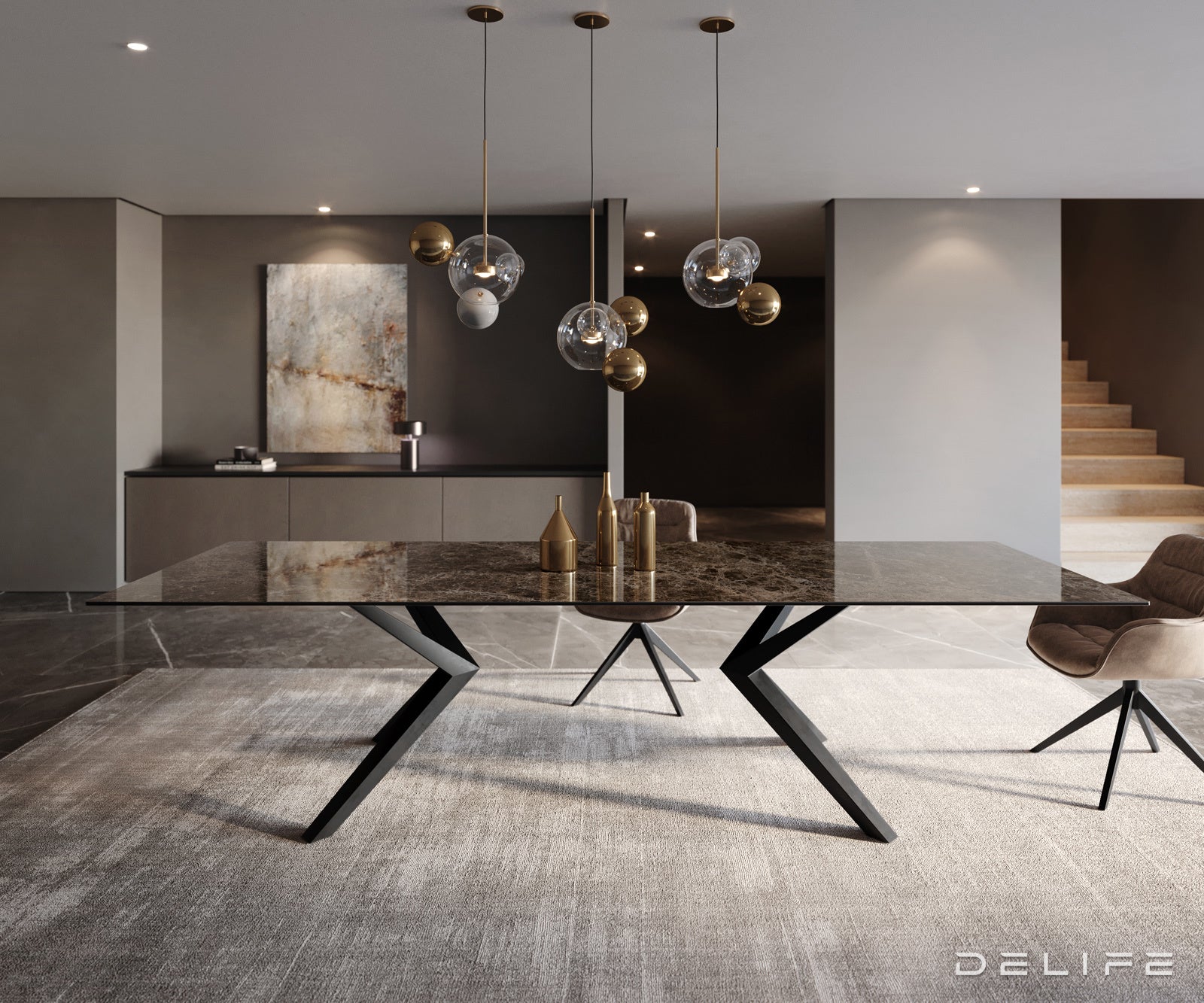 Blagovaonski stol Edge 300x100cm, Materijal: Keramika na staklu