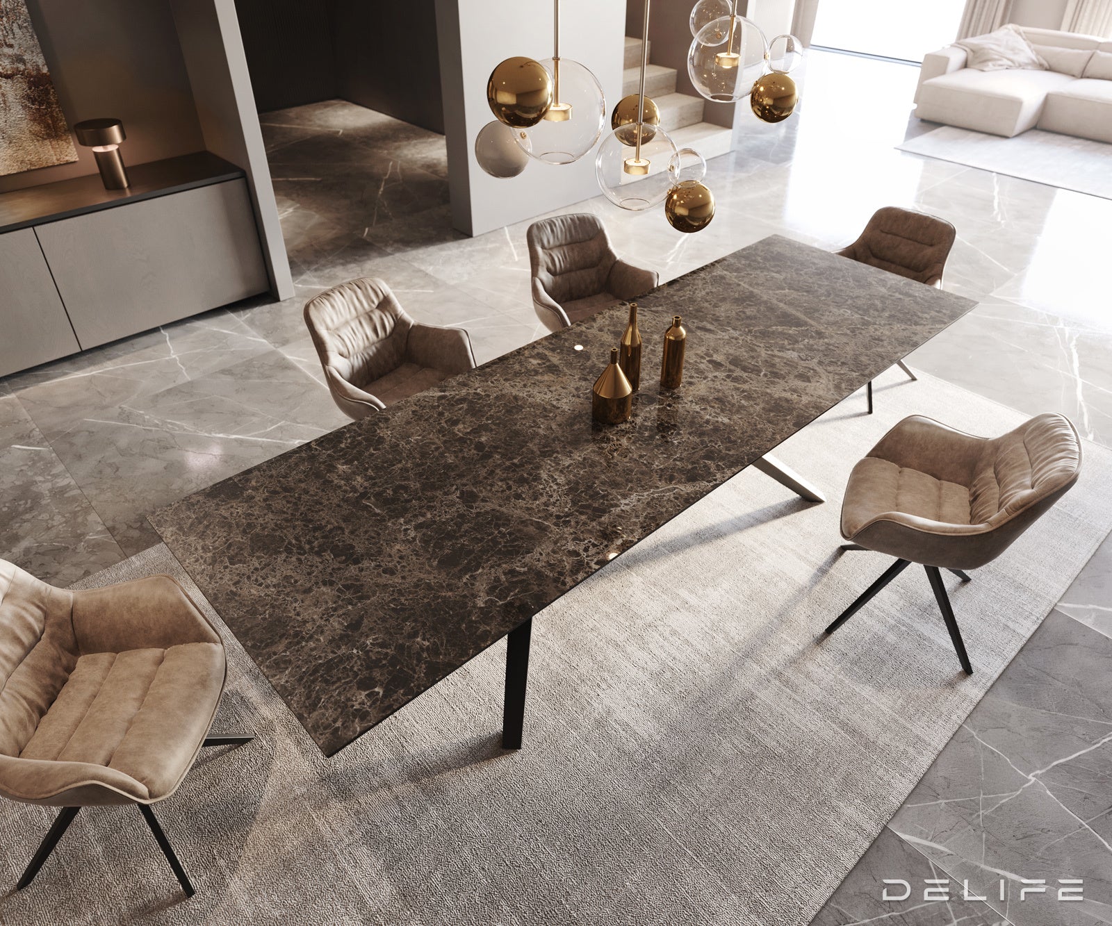 Blagovaonski stol Edge 300x100cm, Materijal: Keramika na staklu