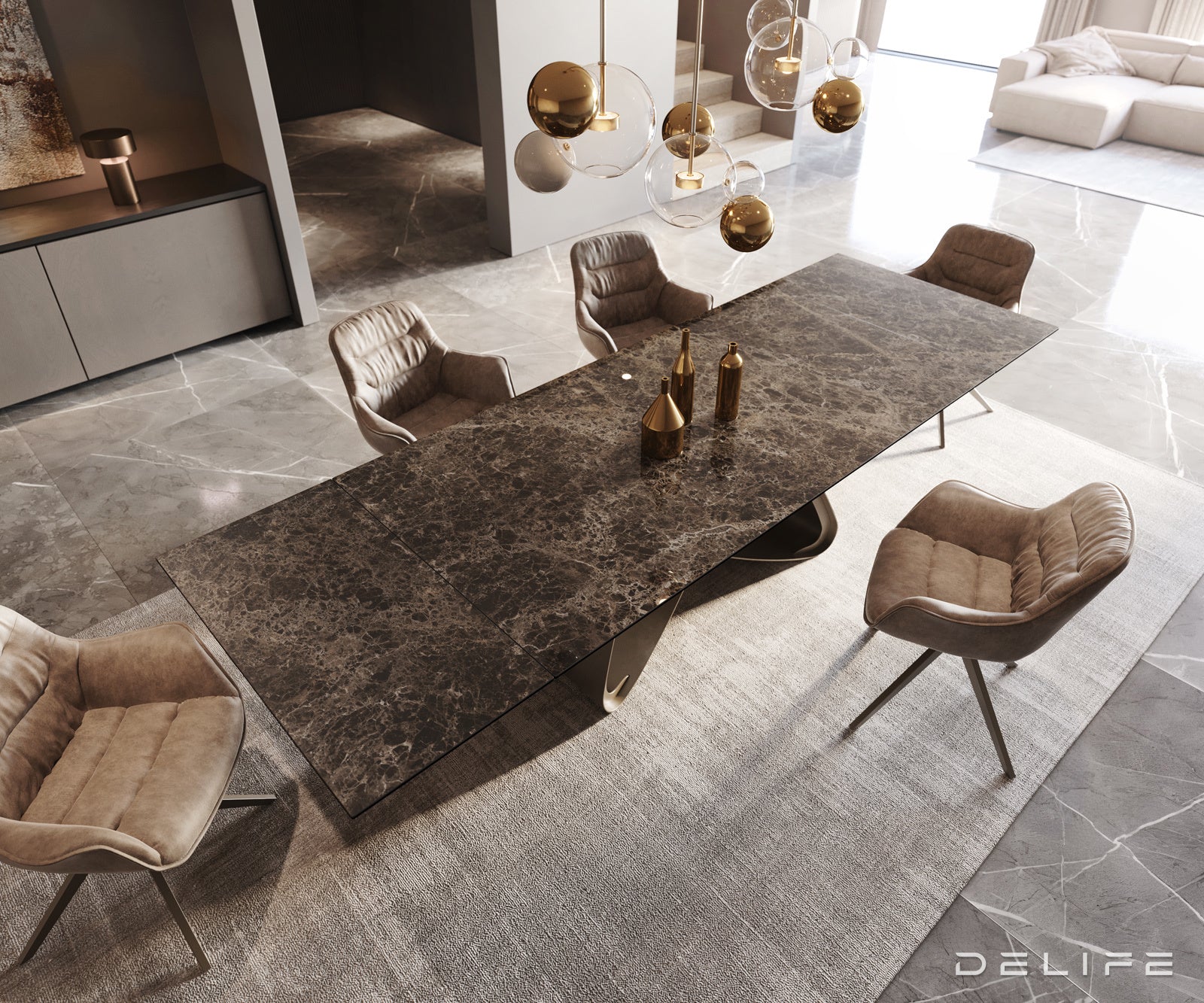 Blagovaonski stol Edge 300x100cm, Materijal: Keramika na staklu