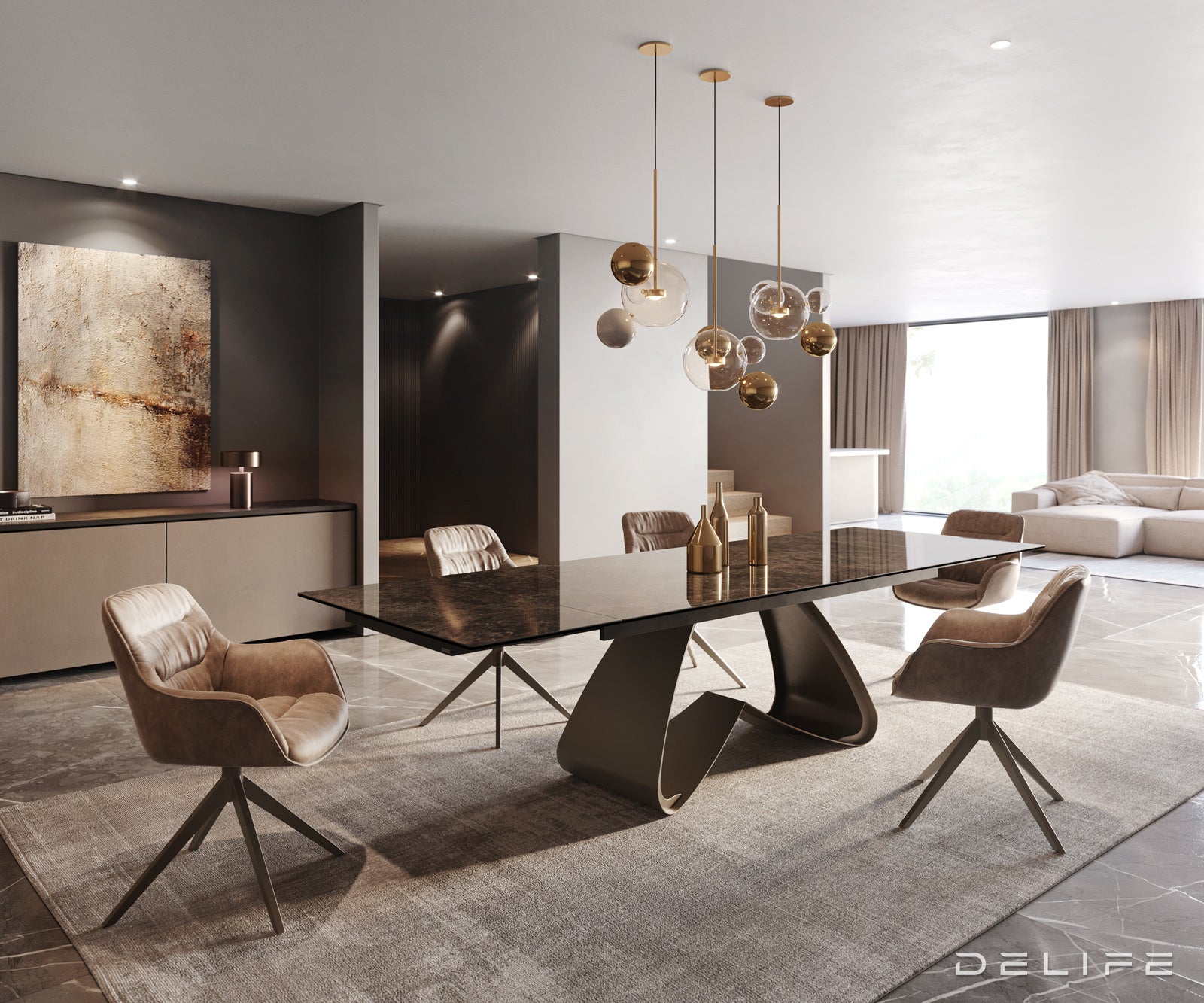 Blagovaonski stol Edge 300x100cm, Materijal: Keramika na staklu