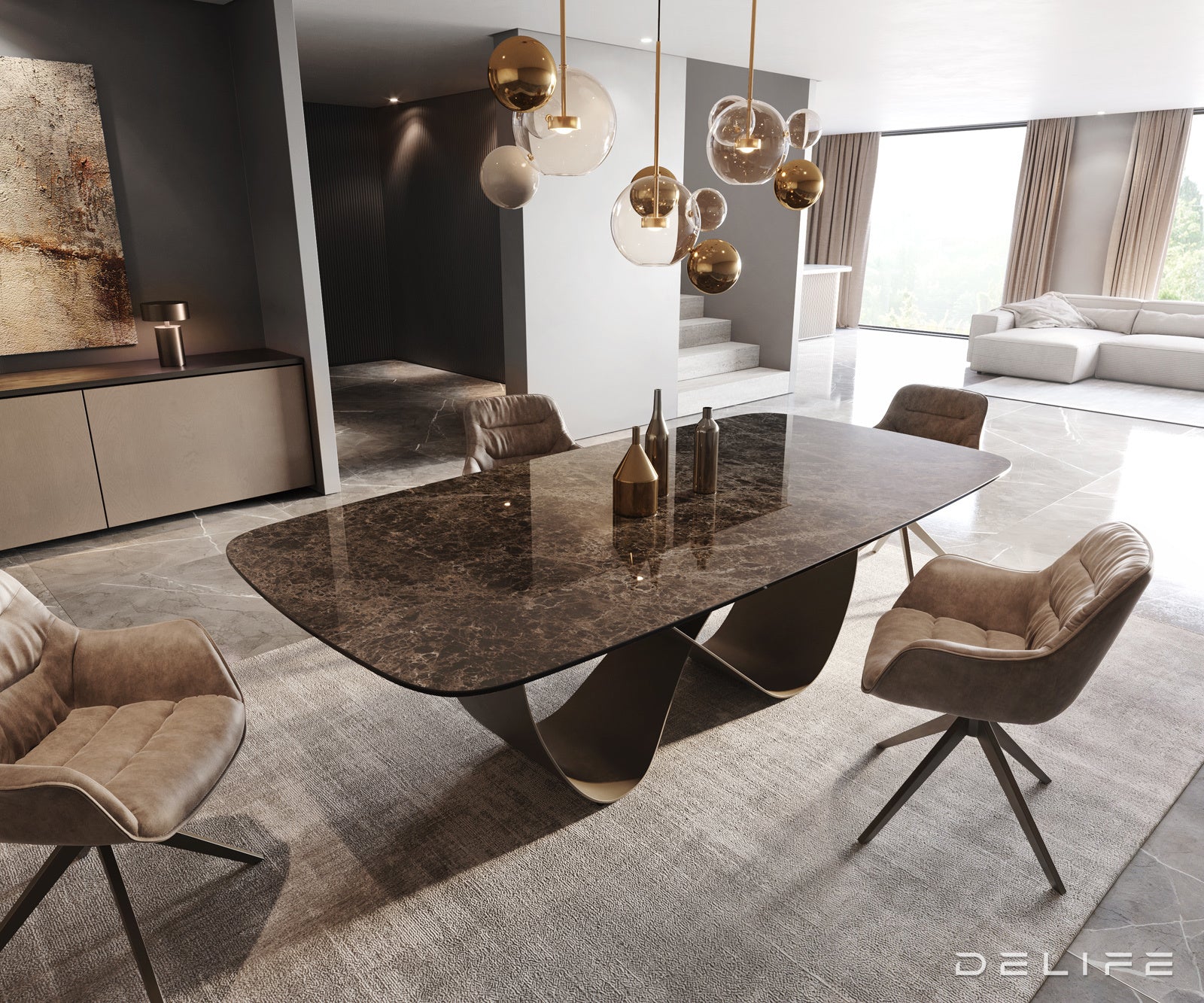 Blagovaonski stol Edge 240x120cm, Materijal: Keramika na staklu