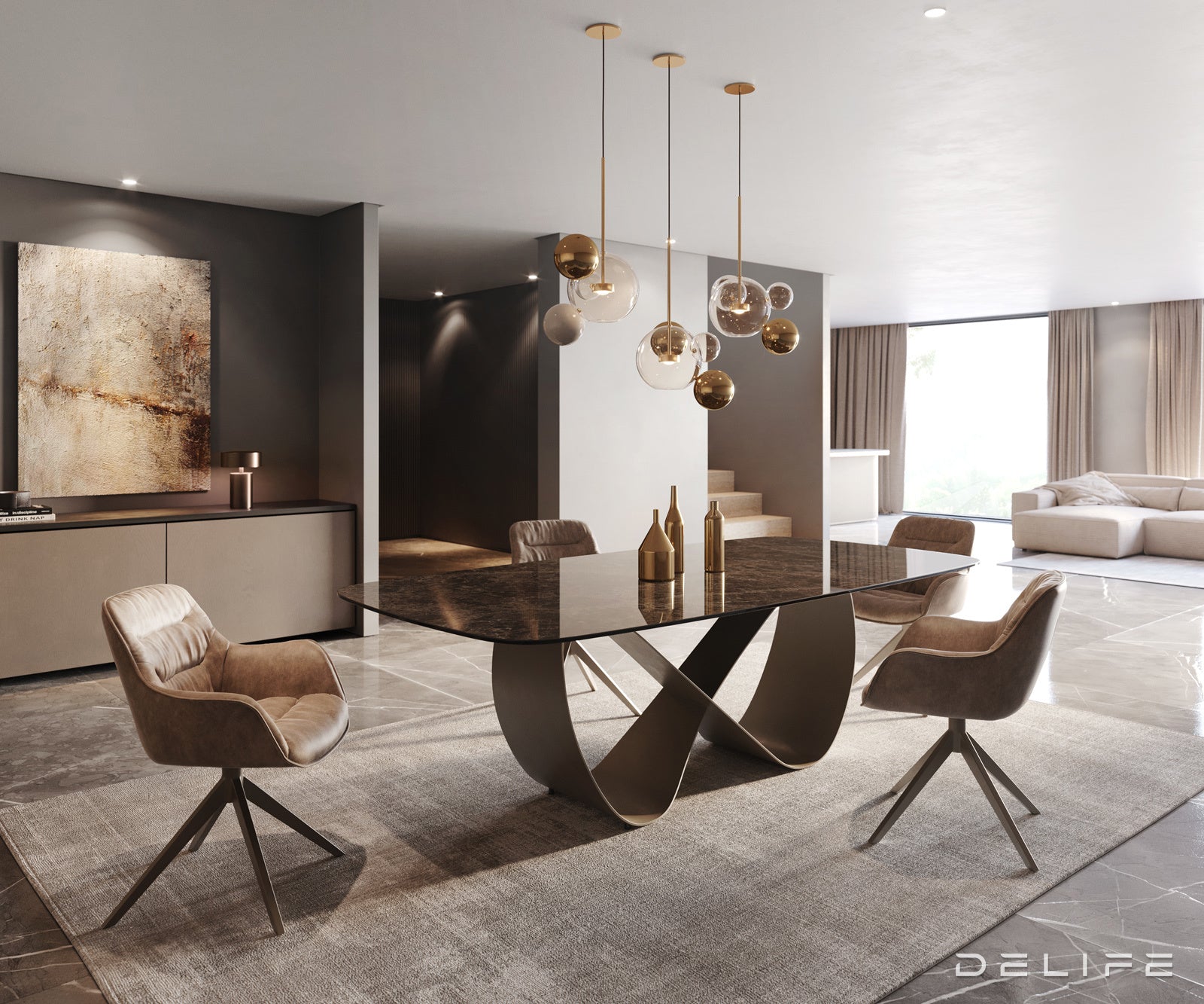 Blagovaonski stol Edge 240x120cm, Materijal: Keramika na staklu