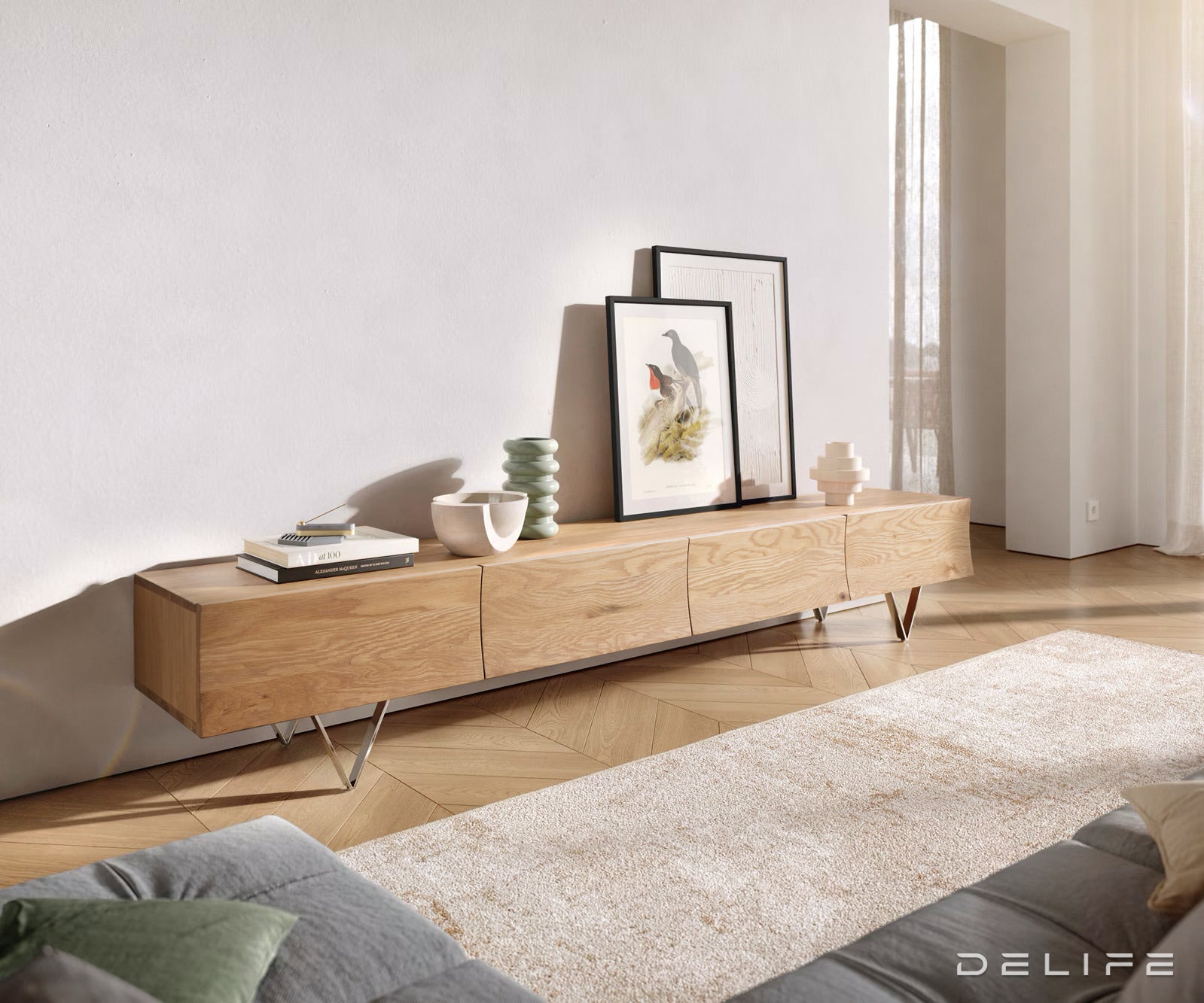 TV Komoda Wyatt 220 cm, Materijal: Hrast