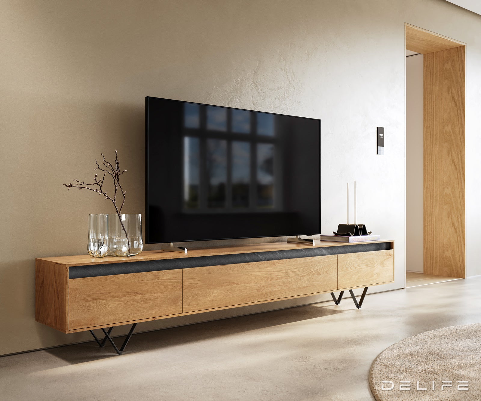 TV Komoda Stonegrace 240 cm, Materijal: Hrast