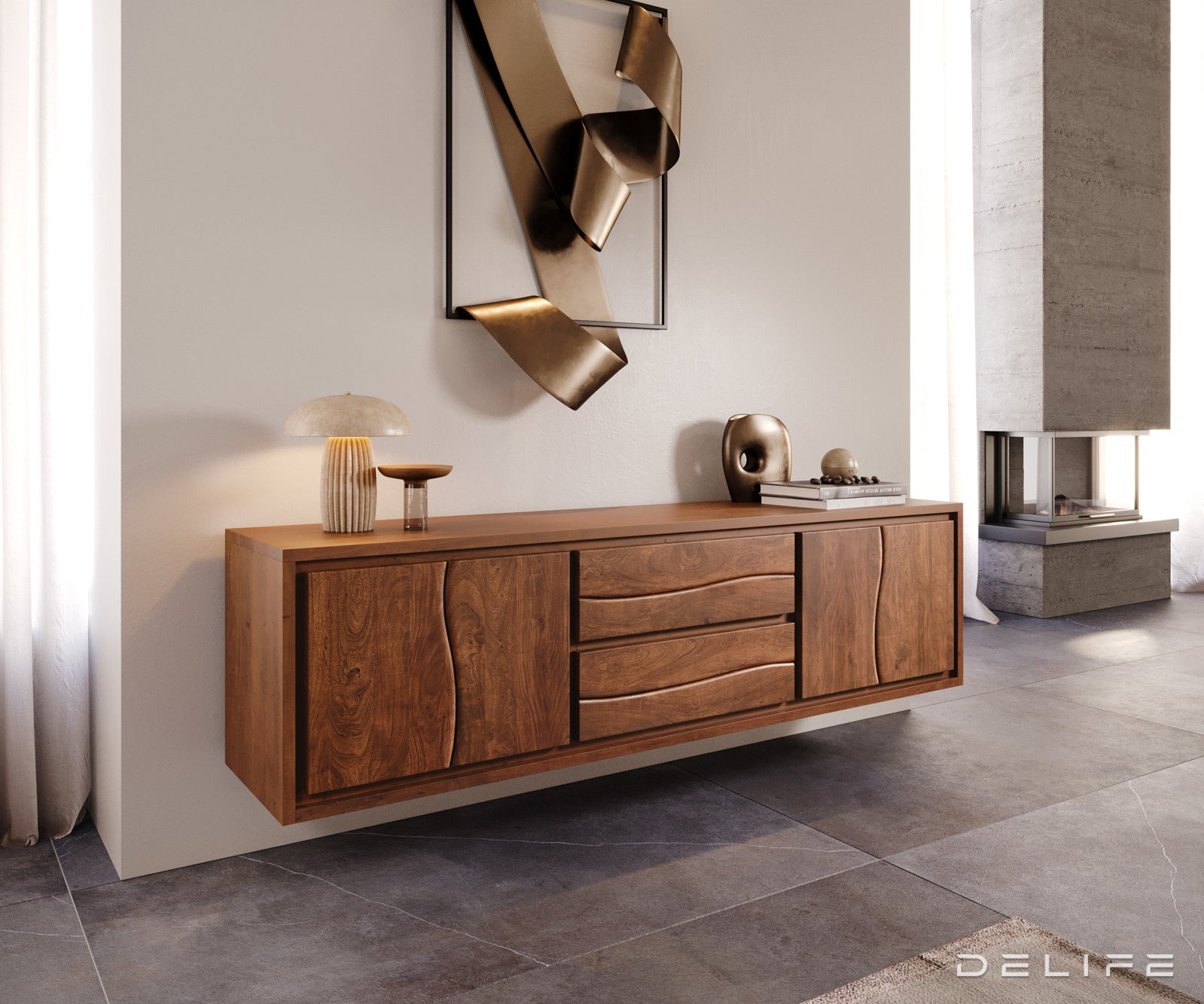 TV Komoda Live-Edge 200 cm, Materijal: Bagrem