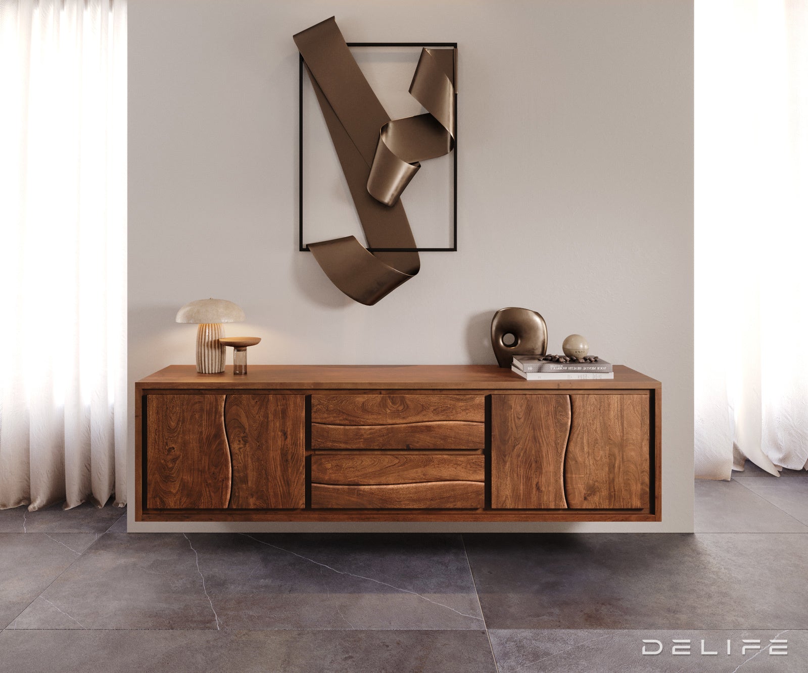 TV Komoda Live-Edge 200 cm, Materijal: Bagrem