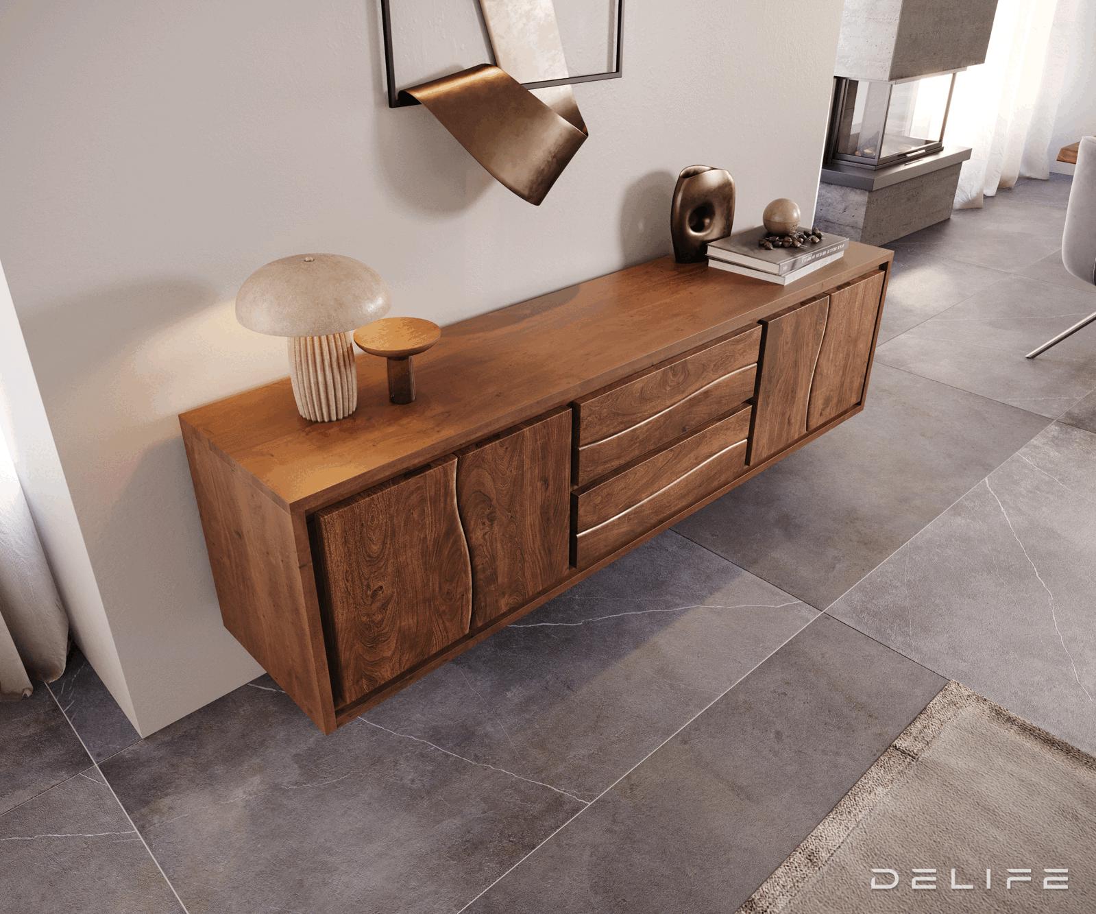 TV Komoda Live-Edge 200 cm, Materijal: Bagrem