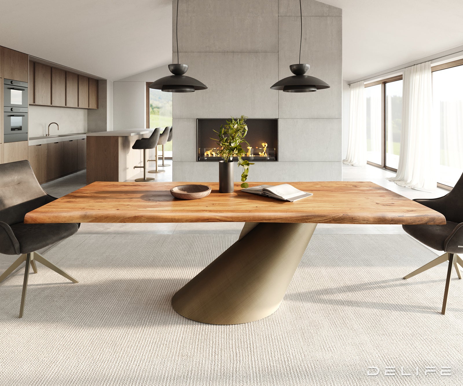 Blagovaonski stol Edge 240x100cm, Materijal: Bagrem