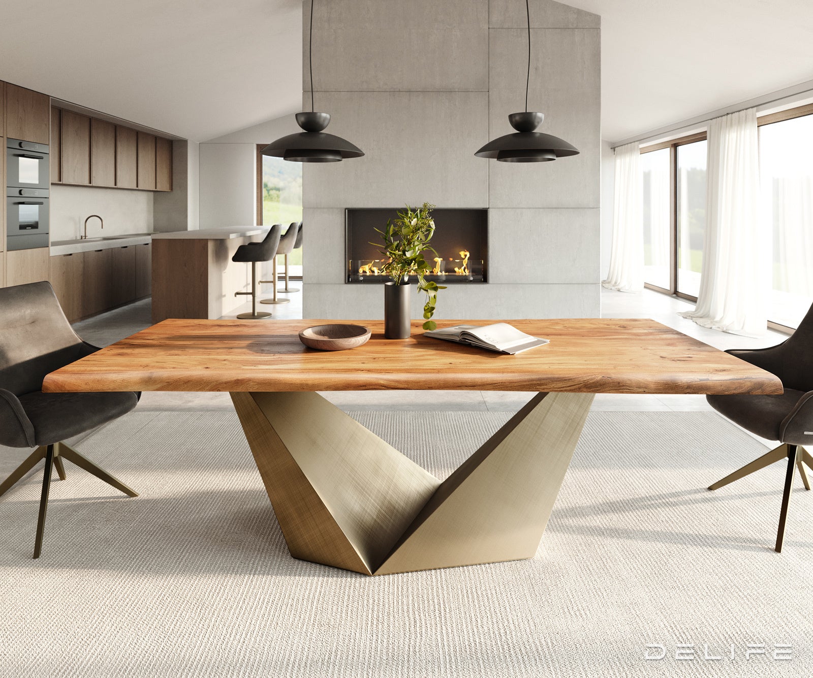 Blagovaonski stol Edge 240x100cm, Materijal: Bagrem