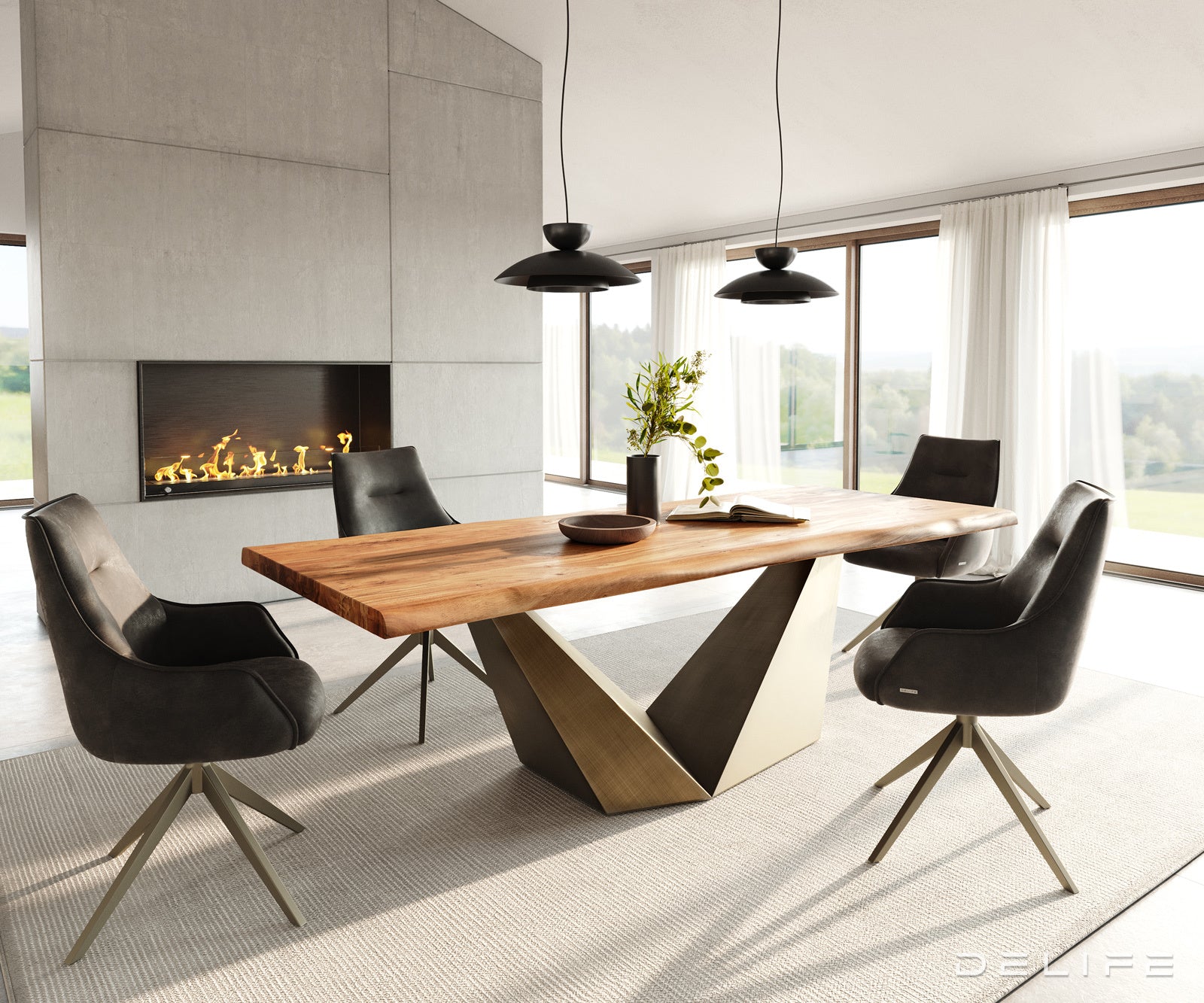 Blagovaonski stol Edge 240x100cm, Materijal: Bagrem