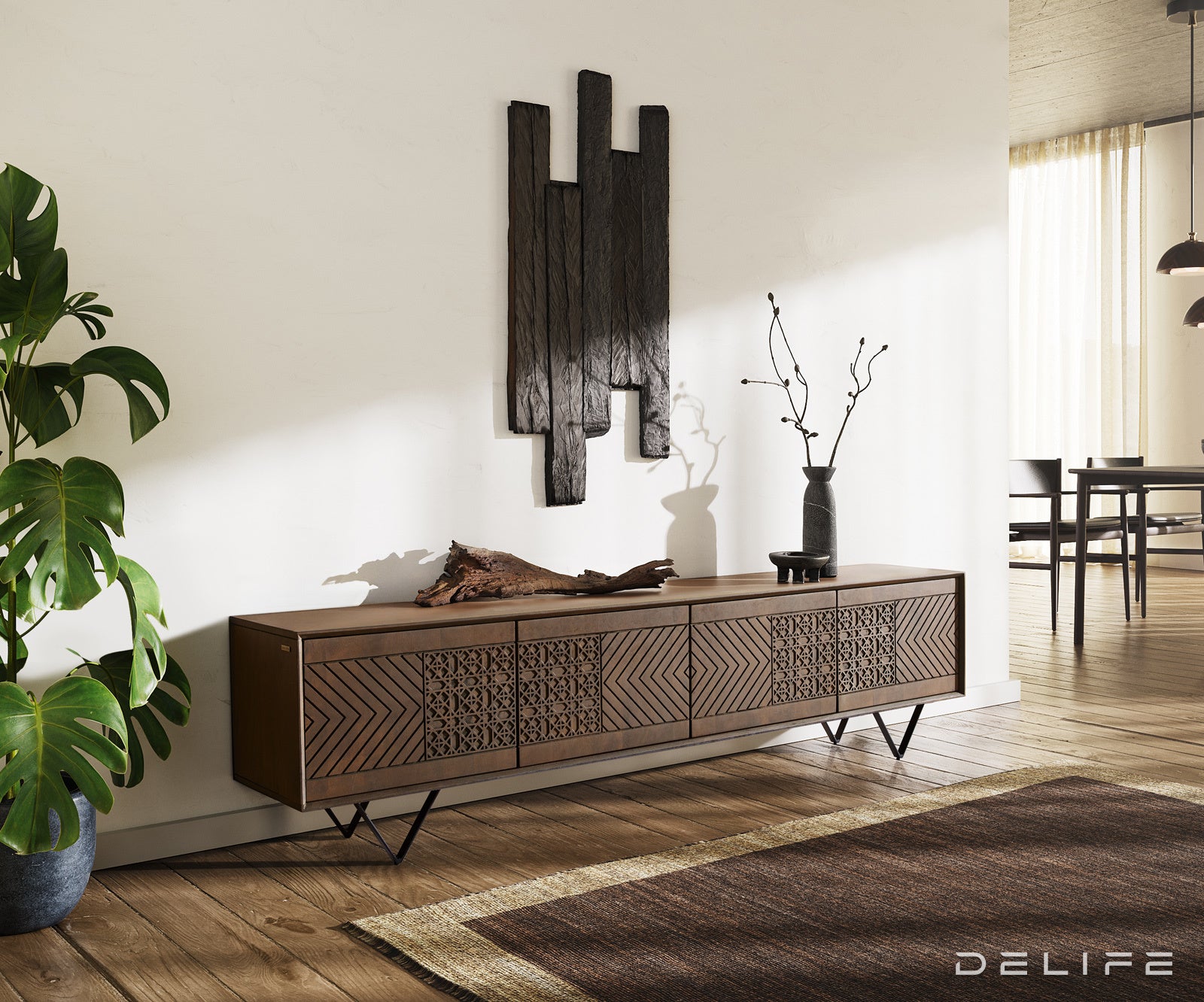 Komoda Manjula 200x35cm, Materijal: Mango