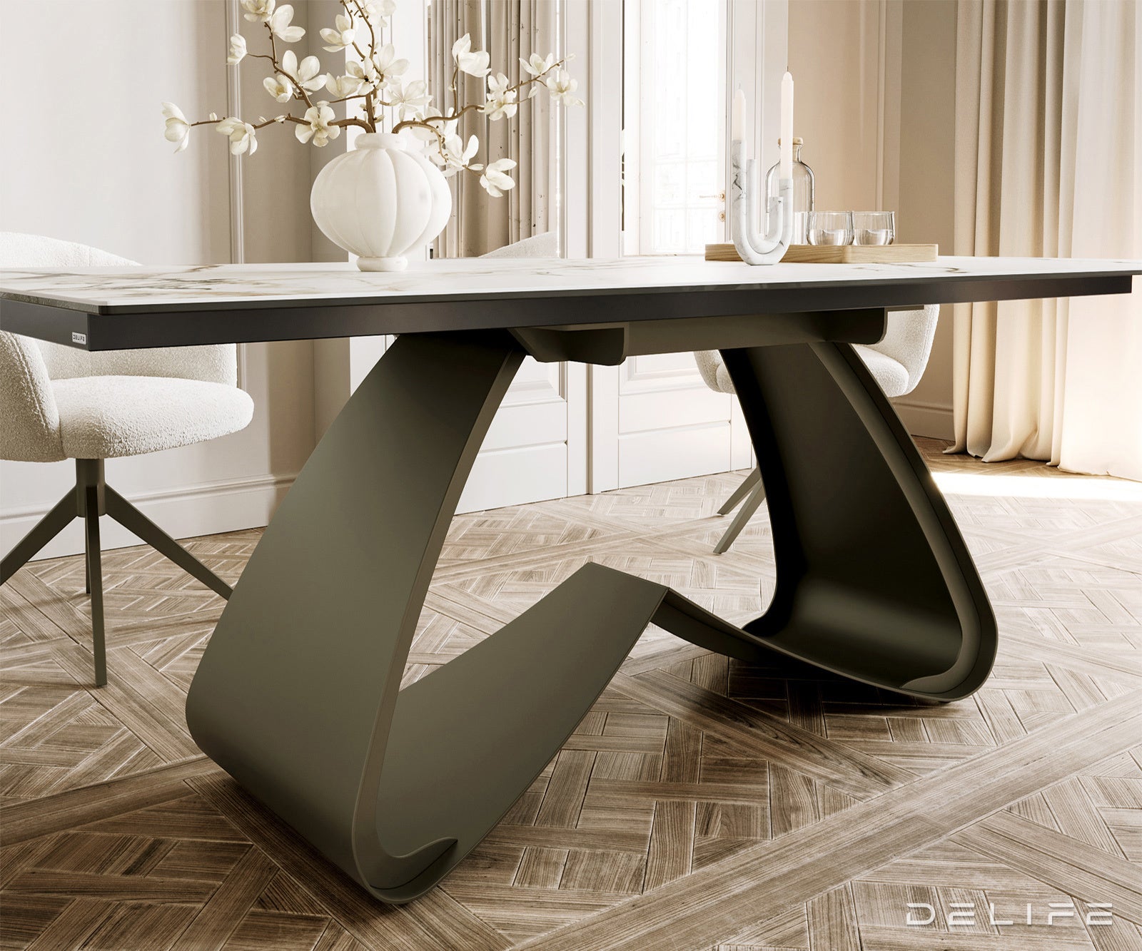 Blagovaonski stol Edge 200x100cm, Materijal: Keramika Calacatta Luxe