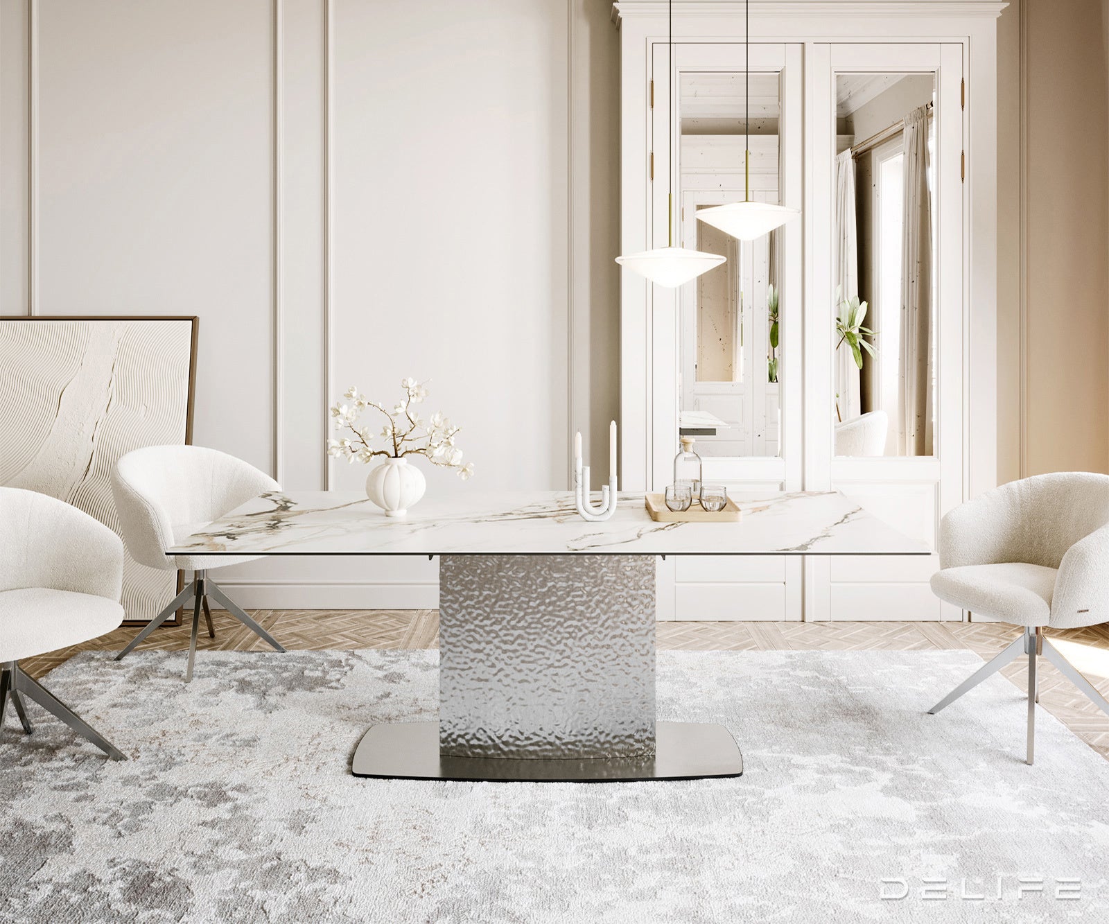 Blagovaonski stol Edge 200x100cm, Materijal: Keramika Calacatta Luxe