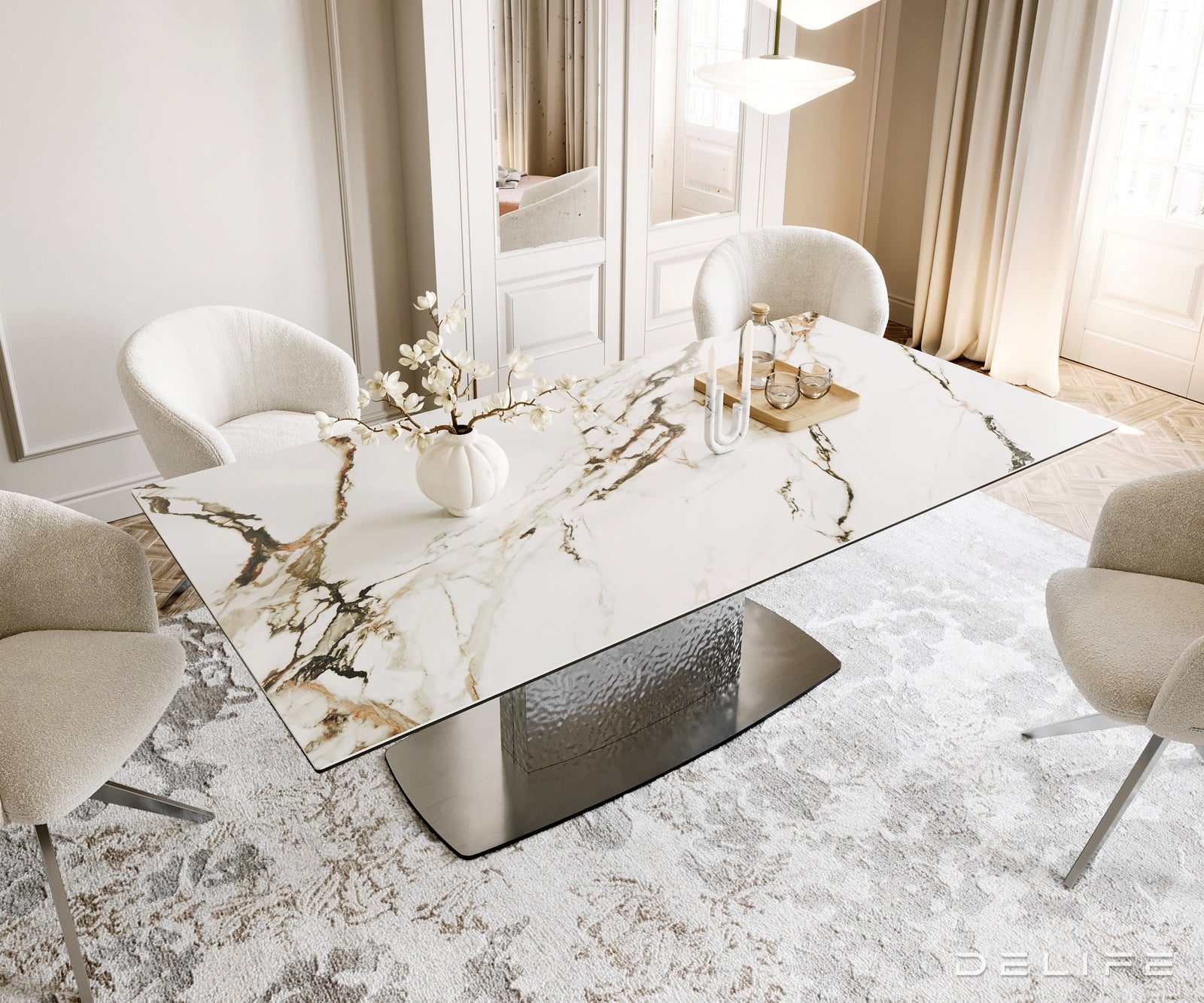 Blagovaonski stol Edge 200x100cm, Materijal: Keramika Calacatta Luxe