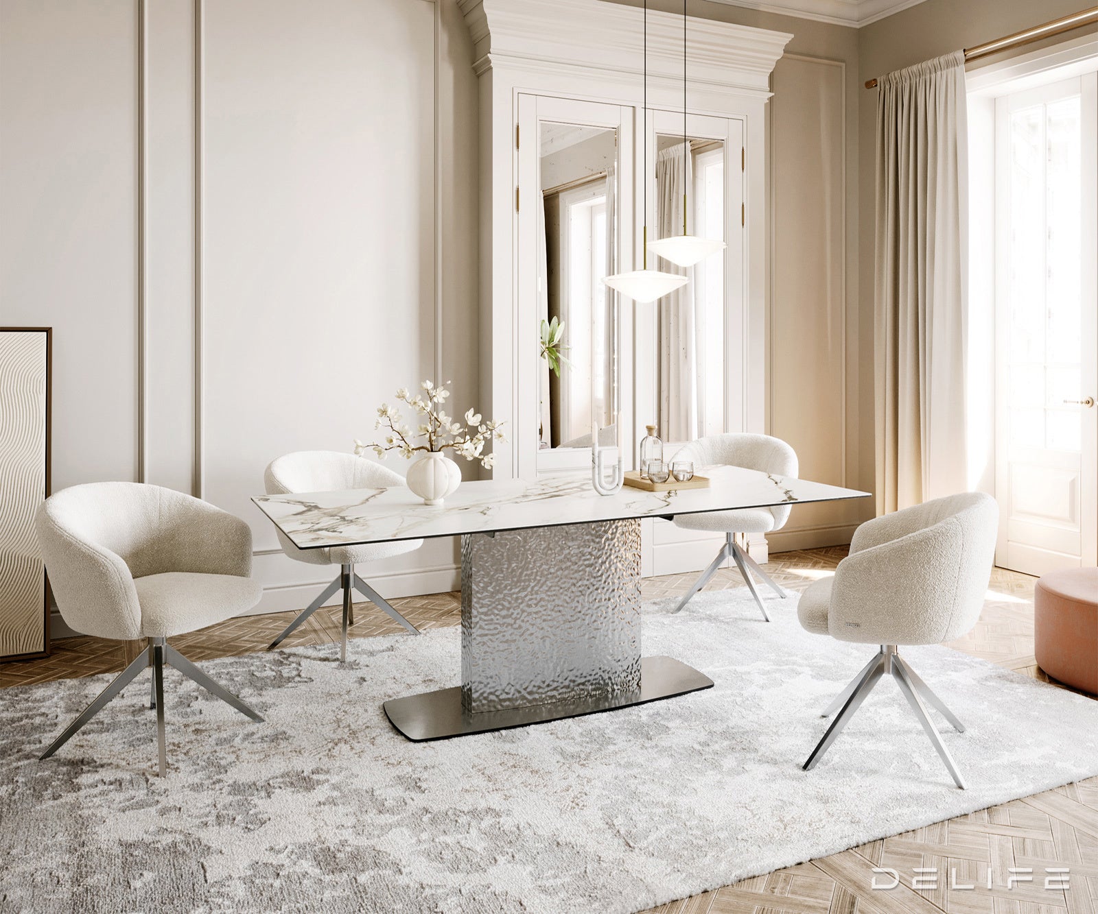 Blagovaonski stol Edge 200x100cm, Materijal: Keramika Calacatta Luxe