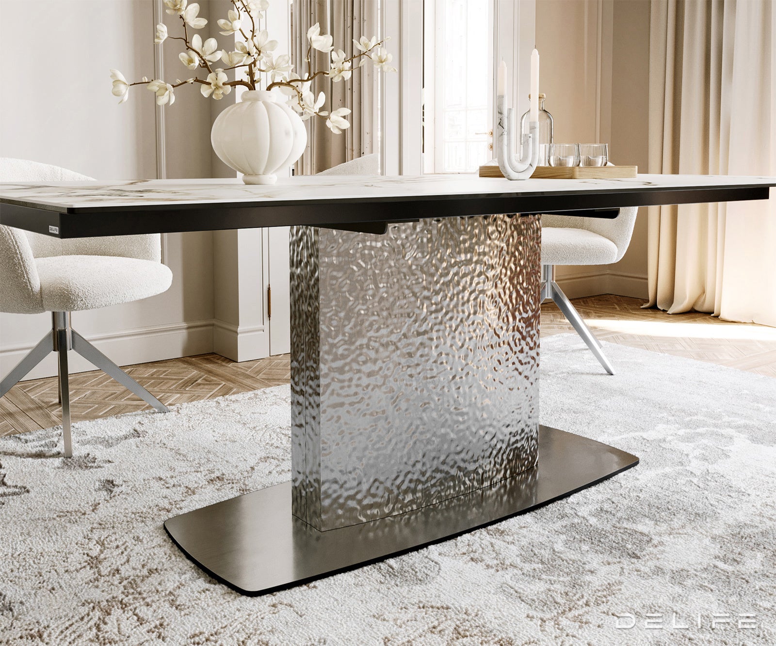 Blagovaonski stol Edge 200x100cm, Materijal: Keramika Calacatta Luxe