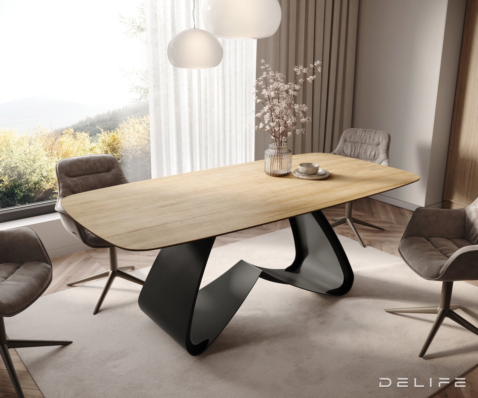 Blagovaonski stol Edge 200x100cm, Materijal: Keramika Laminam Sabbia