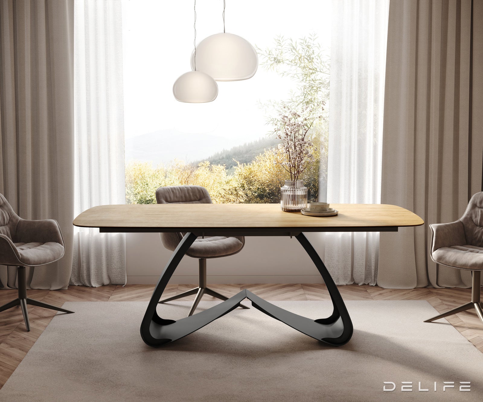 Blagovaonski stol Edge 200x100cm, Materijal: Keramika Laminam Sabbia