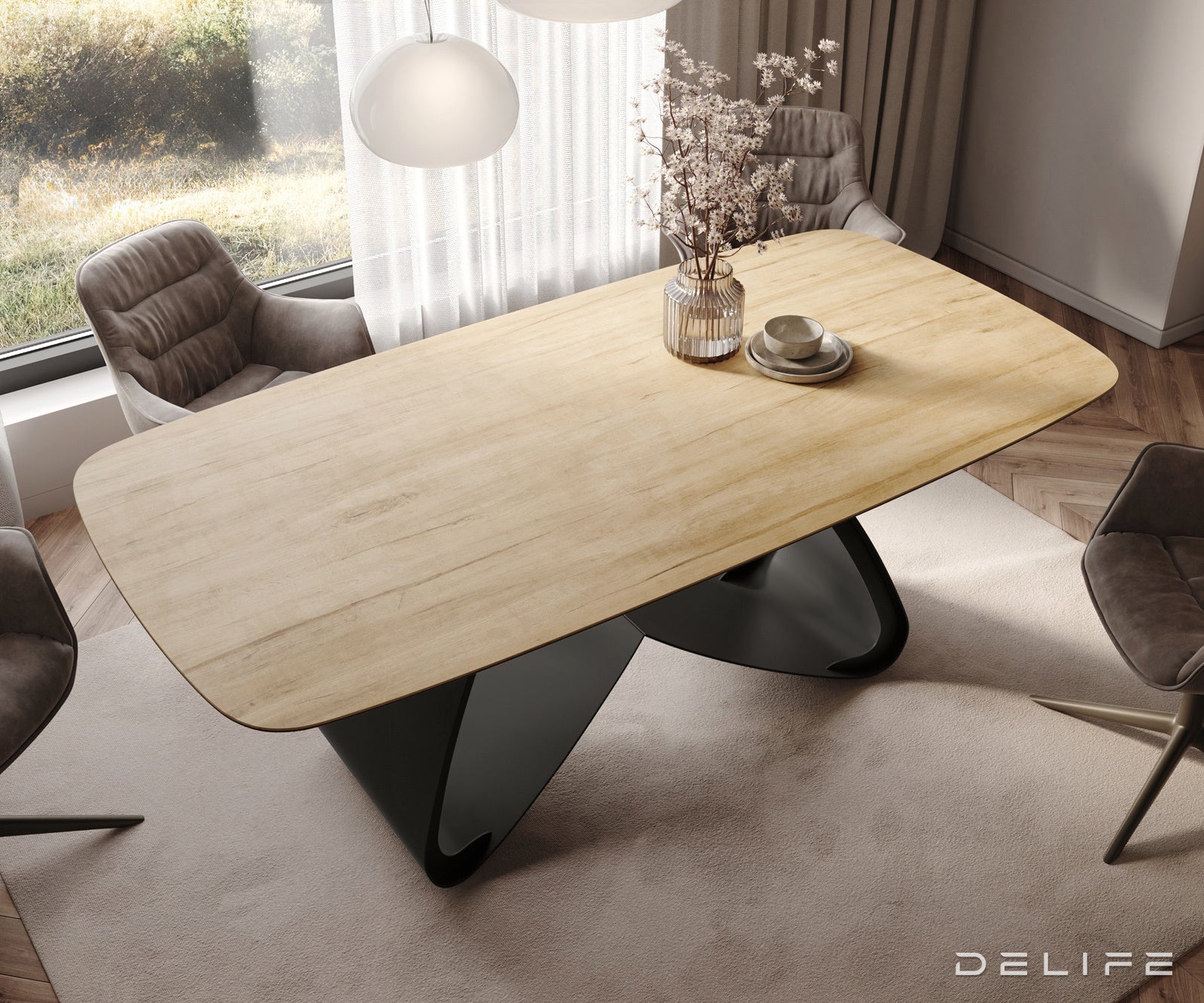 Blagovaonski stol Edge 200x100cm, Materijal: Keramika Laminam Sabbia