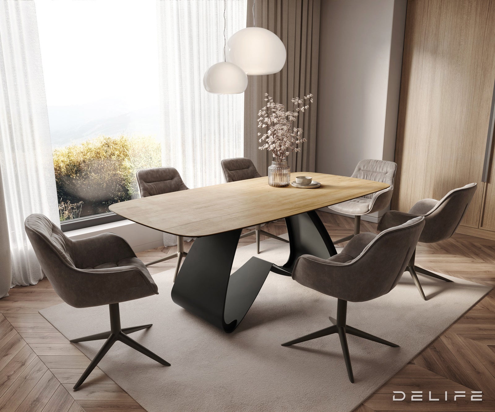 Blagovaonski stol Edge 200x100cm, Materijal: Keramika Laminam Sabbia