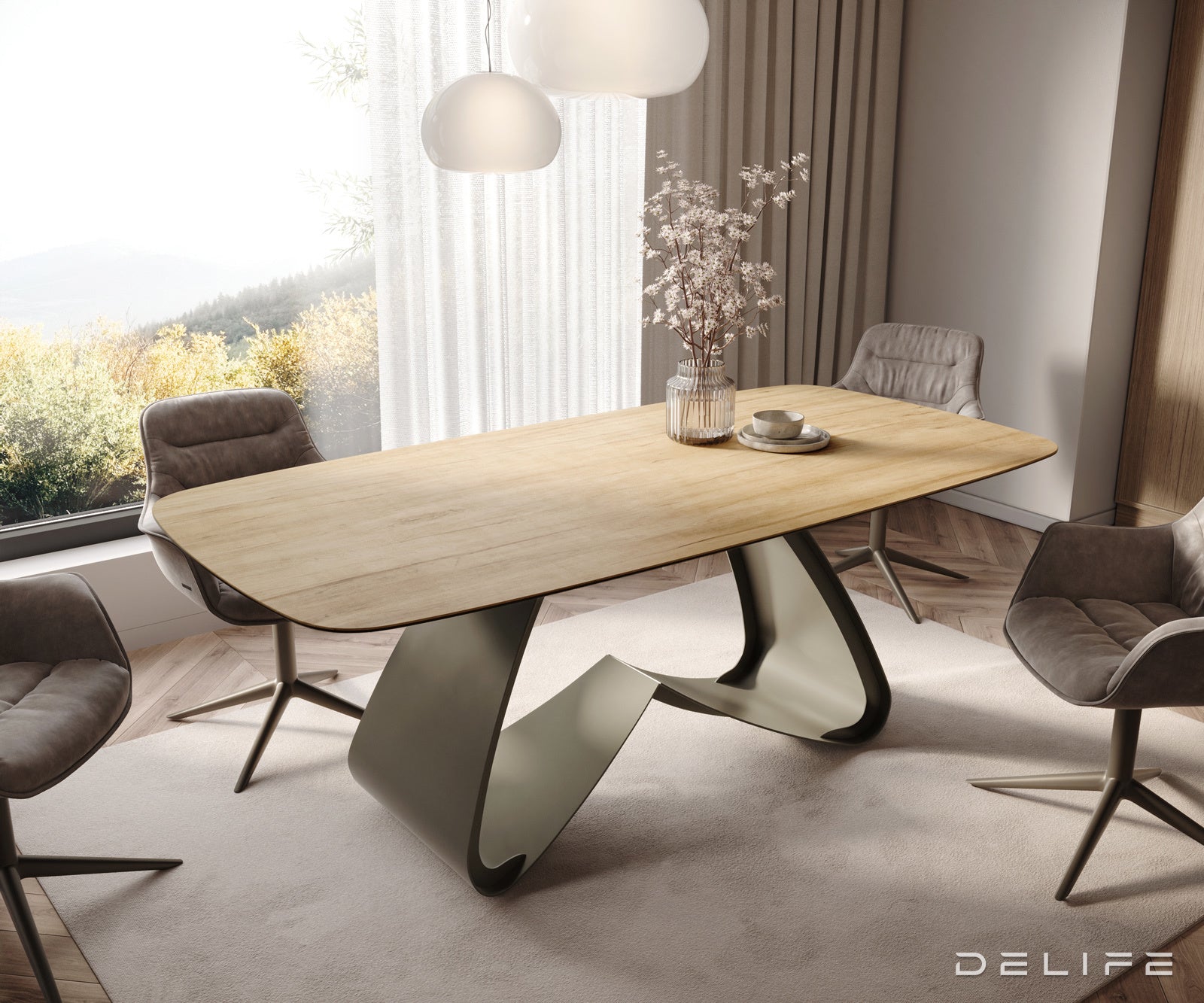 Blagovaonski stol Edge 200x100cm, Materijal: Keramika Laminam Sabbia