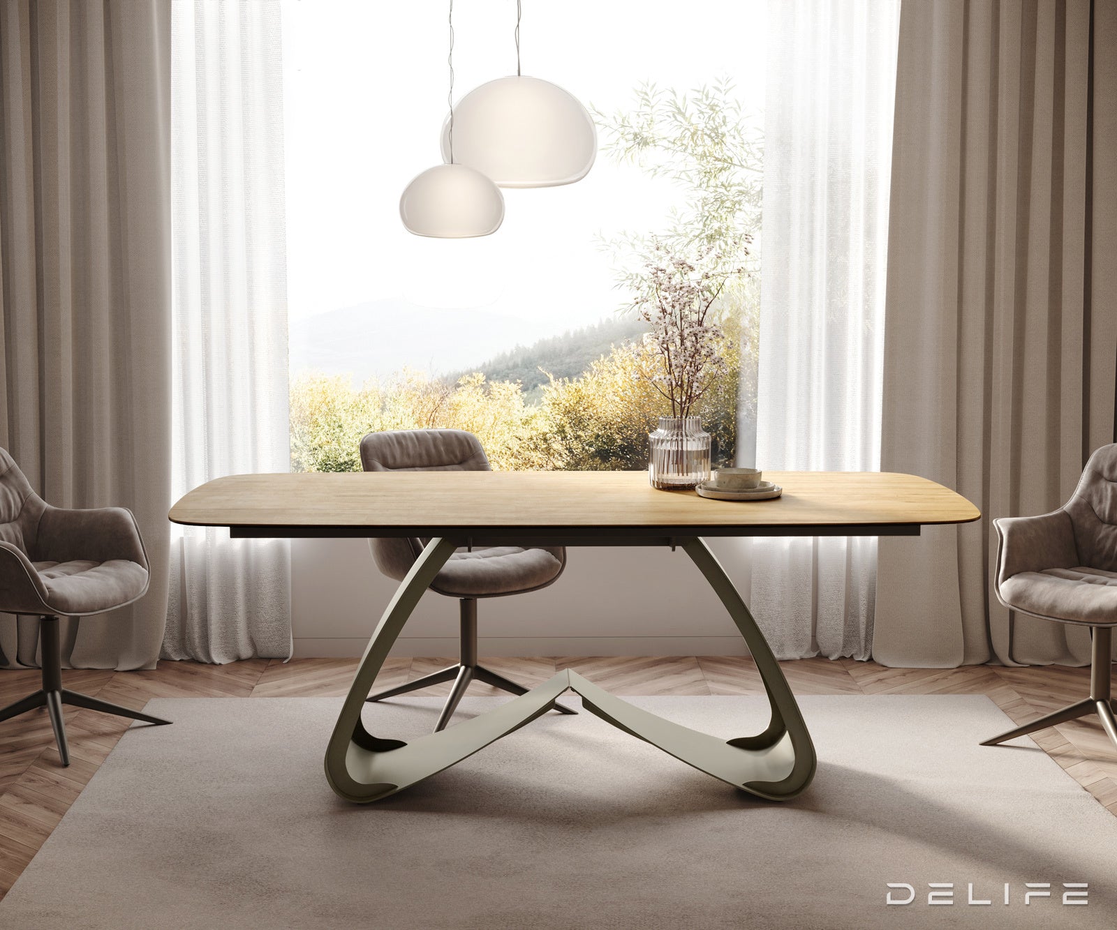 Blagovaonski stol Edge 200x100cm, Materijal: Keramika Laminam Sabbia