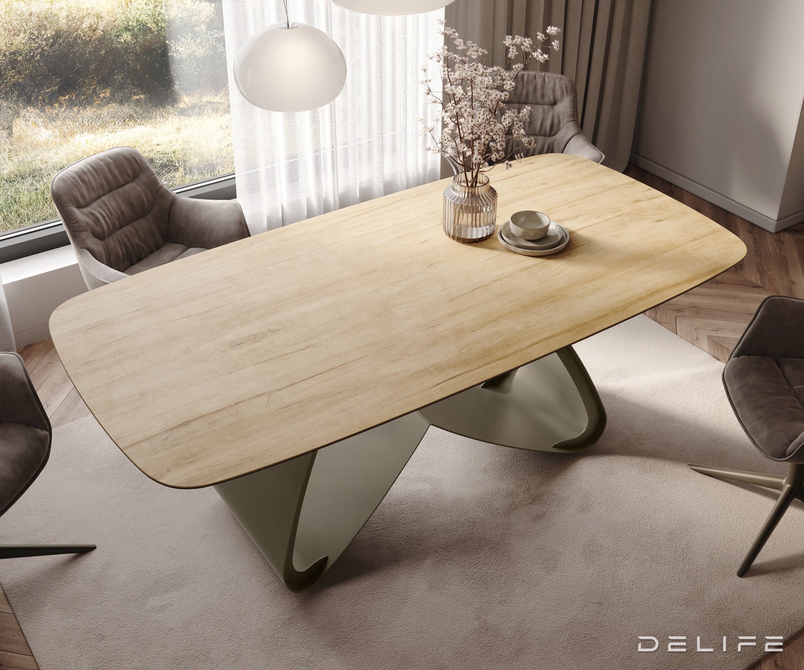 Blagovaonski stol Edge 200x100cm, Materijal: Keramika Laminam Sabbia