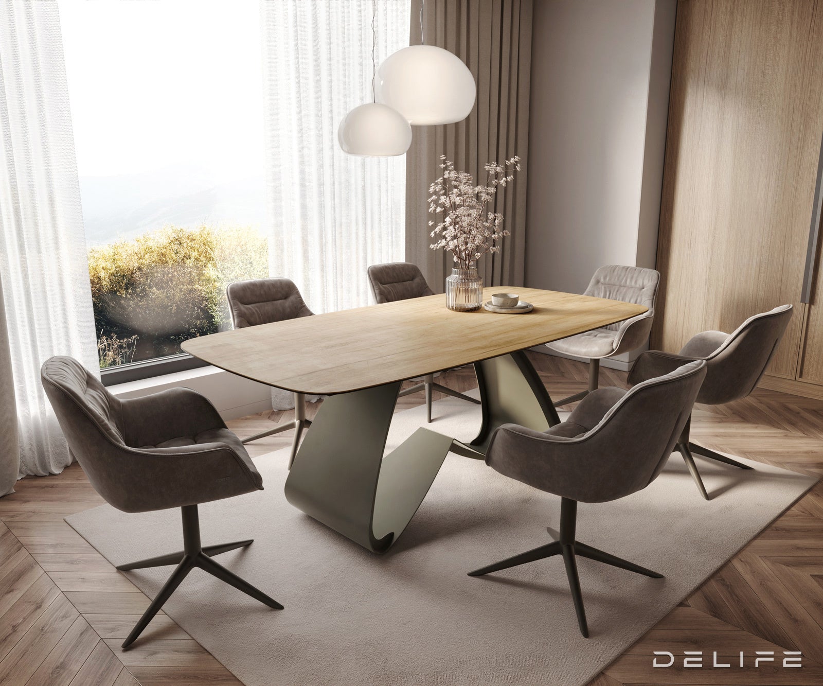 Blagovaonski stol Edge 200x100cm, Materijal: Keramika Laminam Sabbia