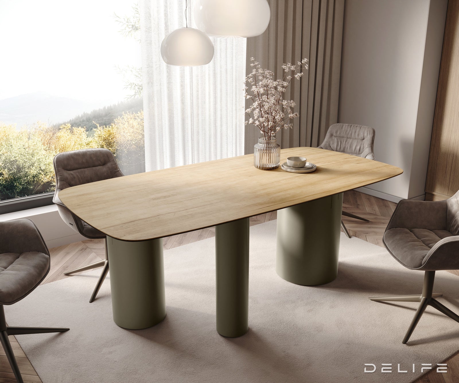 Blagovaonski stol Edge 200x100cm, Materijal: Keramika Laminam Sabbia