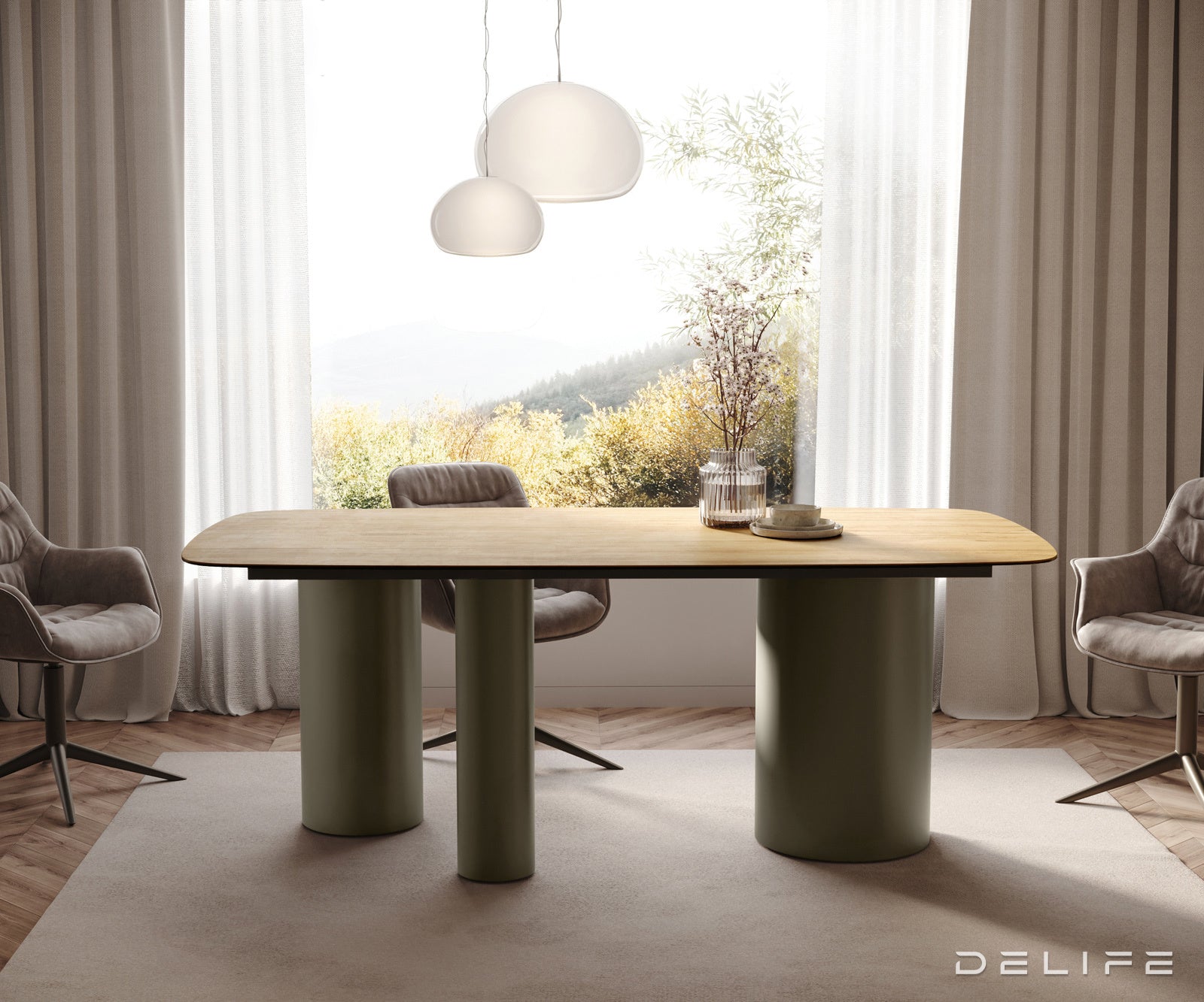 Blagovaonski stol Edge 200x100cm, Materijal: Keramika Laminam Sabbia