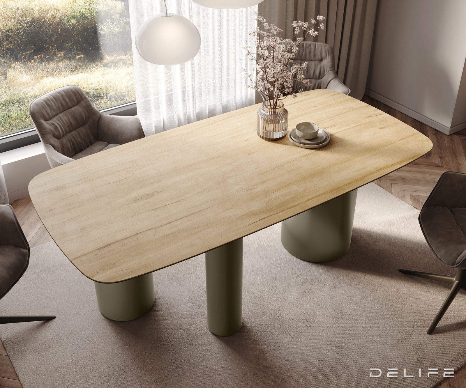 Blagovaonski stol Edge 200x100cm, Materijal: Keramika Laminam Sabbia