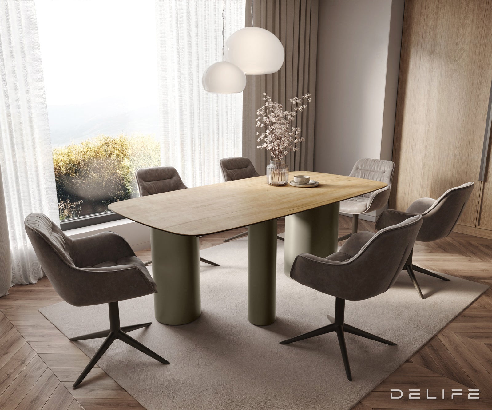 Blagovaonski stol Edge 200x100cm, Materijal: Keramika Laminam Sabbia