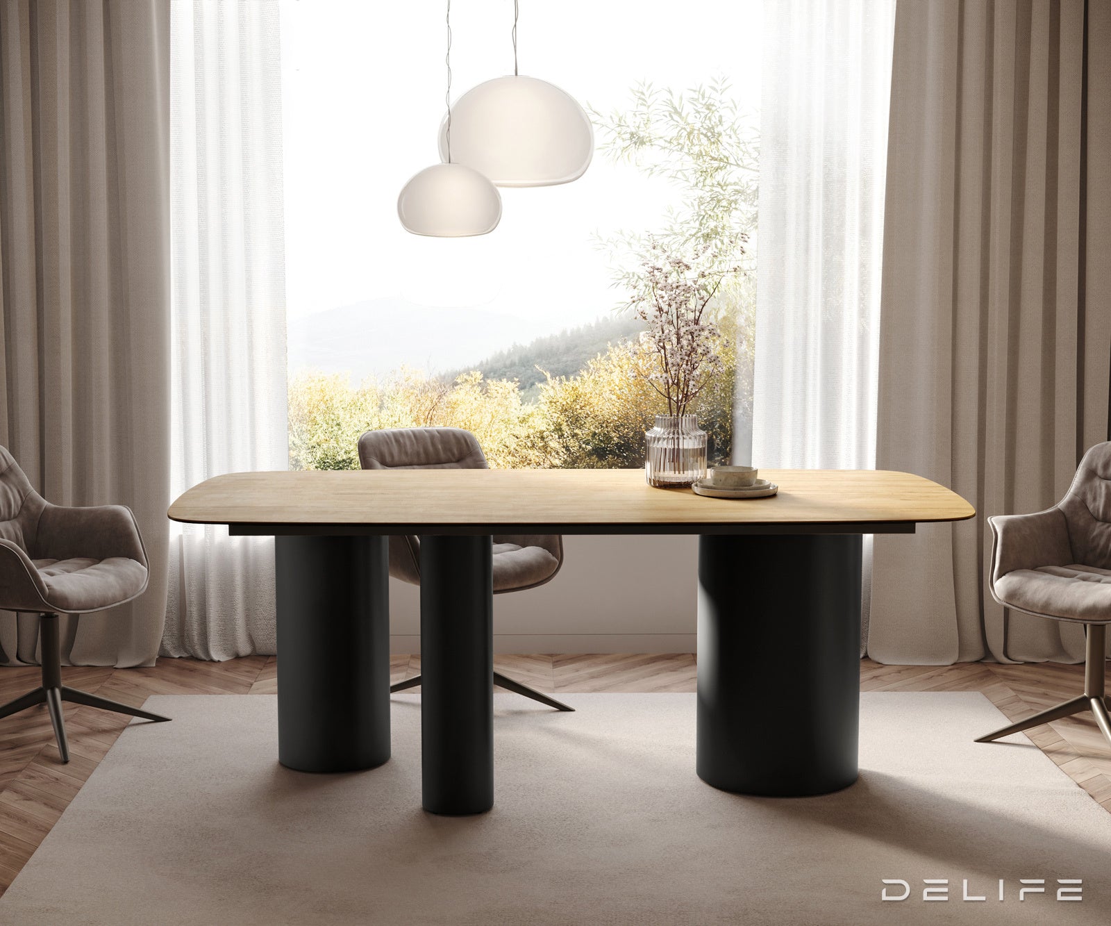 Blagovaonski stol Edge 200x100cm, Materijal: Keramika Laminam Sabbia