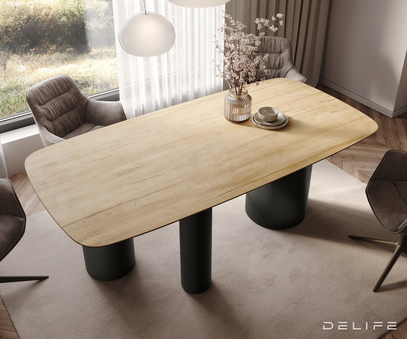 Blagovaonski stol Edge 200x100cm, Materijal: Keramika Laminam Sabbia