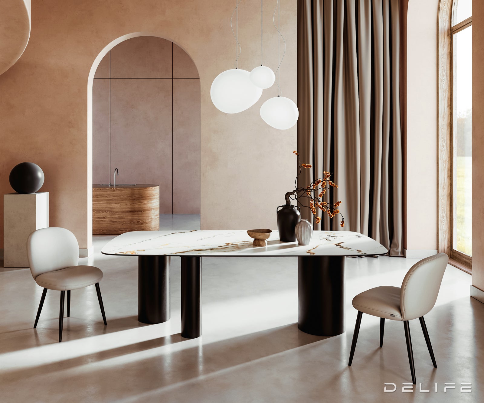 Blagovaonski stol Edge 240x120cm, Materijal: Keramika Calacatta Luxe