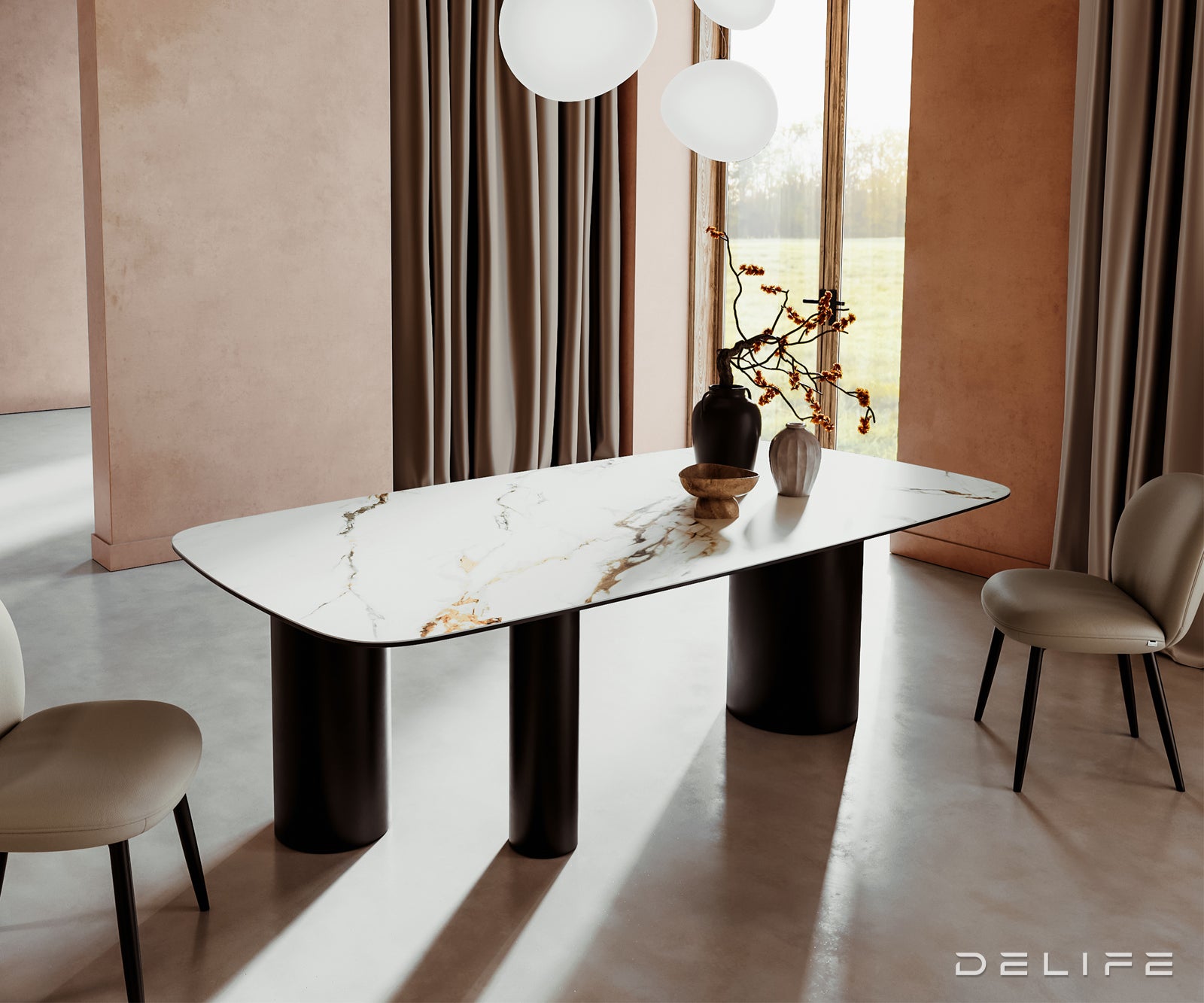 Blagovaonski stol Edge 240x120cm, Materijal: Keramika Calacatta Luxe