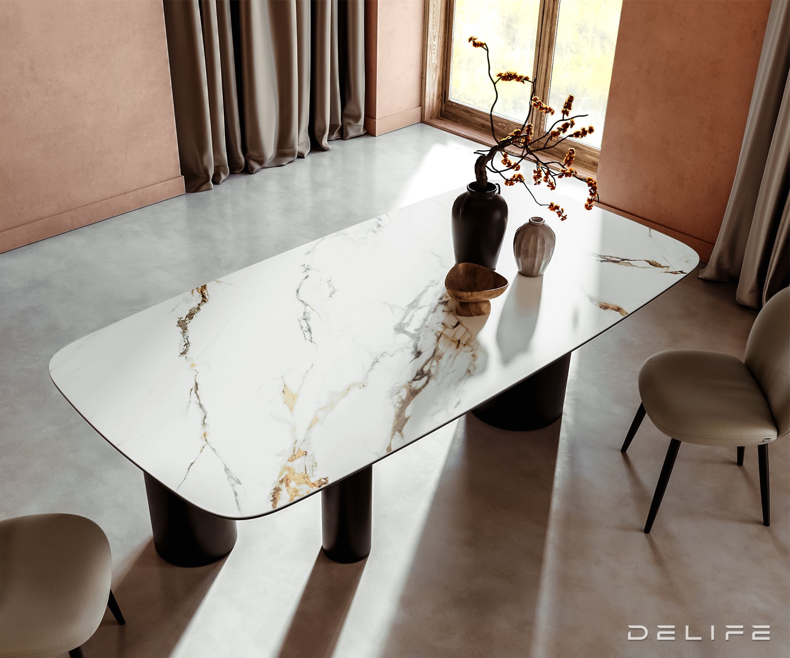 Blagovaonski stol Edge 240x120cm, Materijal: Keramika Calacatta Luxe