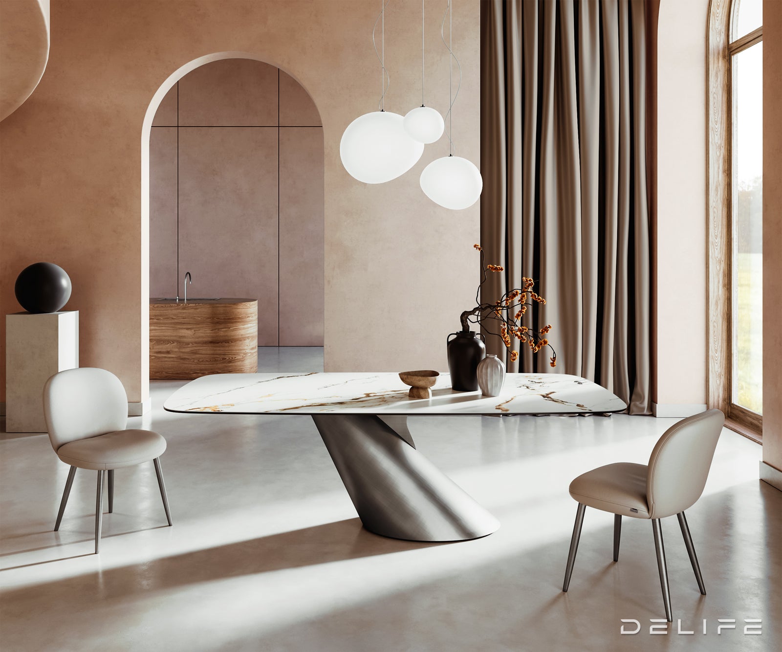 Blagovaonski stol Edge 240x120cm, Materijal: Keramika Calacatta Luxe