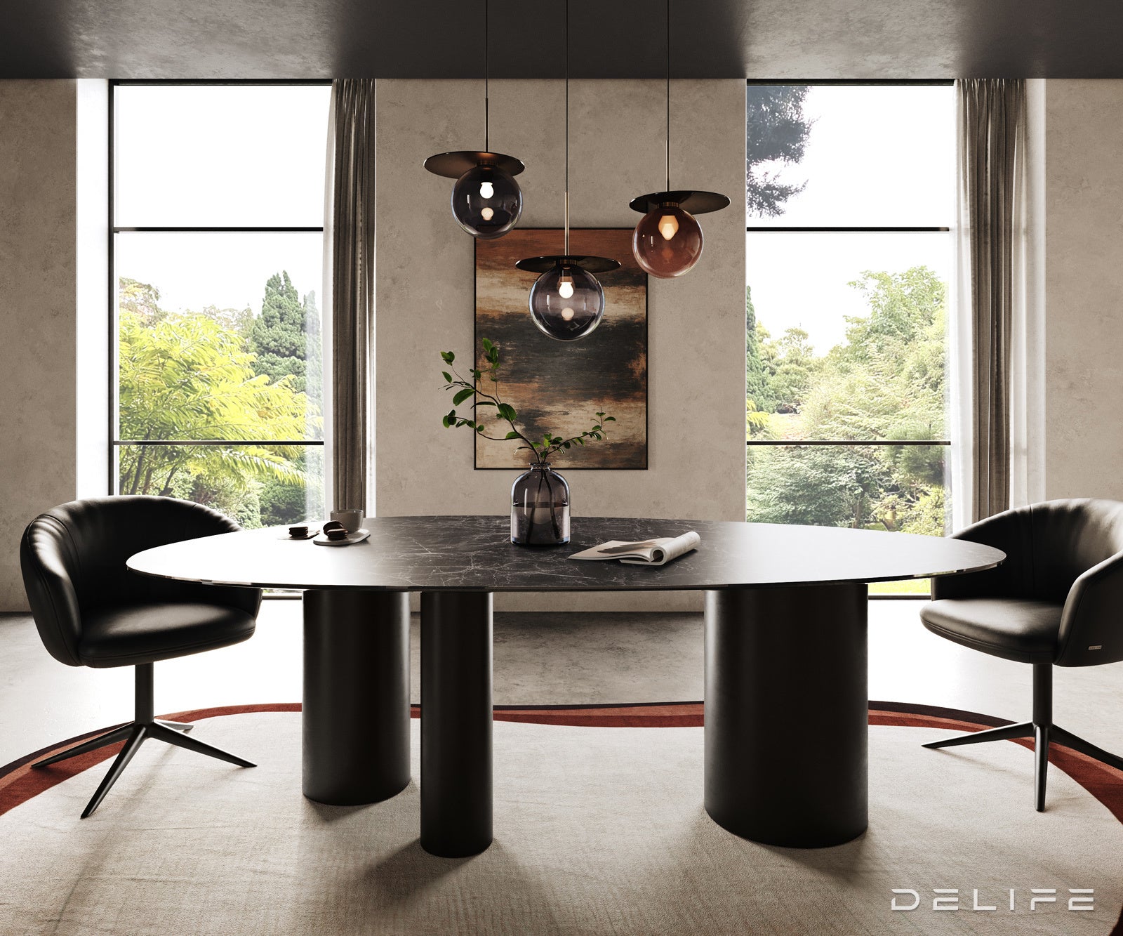 Blagovaonski stol Edge 220x120cm, Materijal: Keramika Laminam Nero Greco