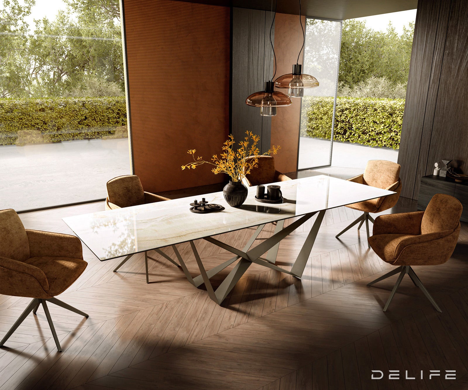 Blagovaonski stol Edge 300x100cm, Materijal: Keramika Laminam Onice Oro