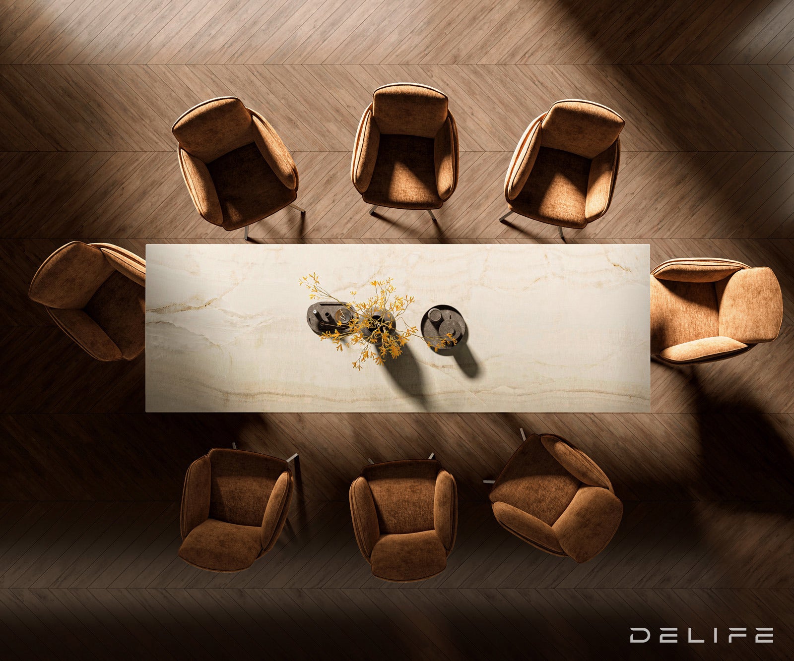 Blagovaonski stol Edge 300x100cm, Materijal: Keramika Laminam Onice Oro