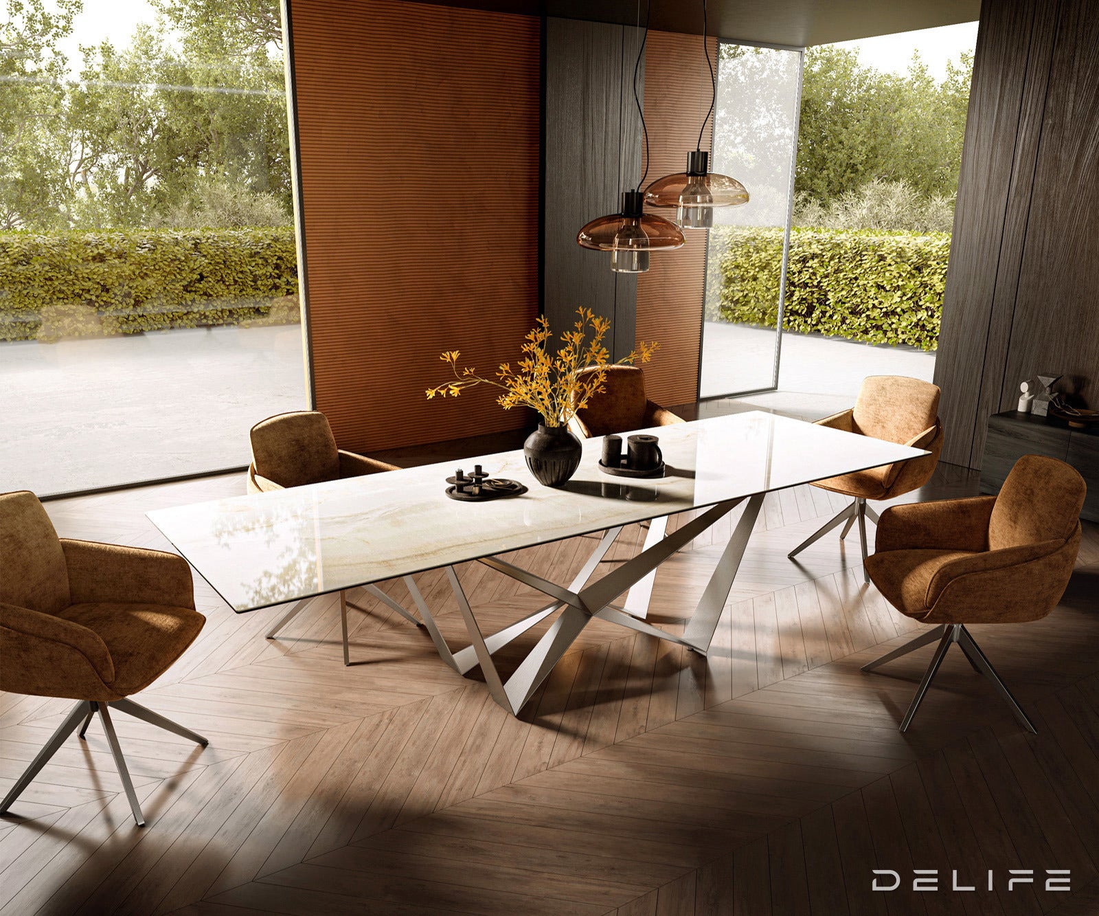 Blagovaonski stol Edge 300x100cm, Materijal: Keramika Laminam Onice Oro