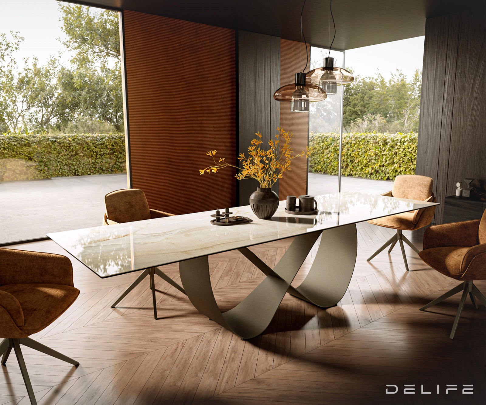 Blagovaonski stol Edge 300x100cm, Materijal: Keramika Laminam Onice Oro