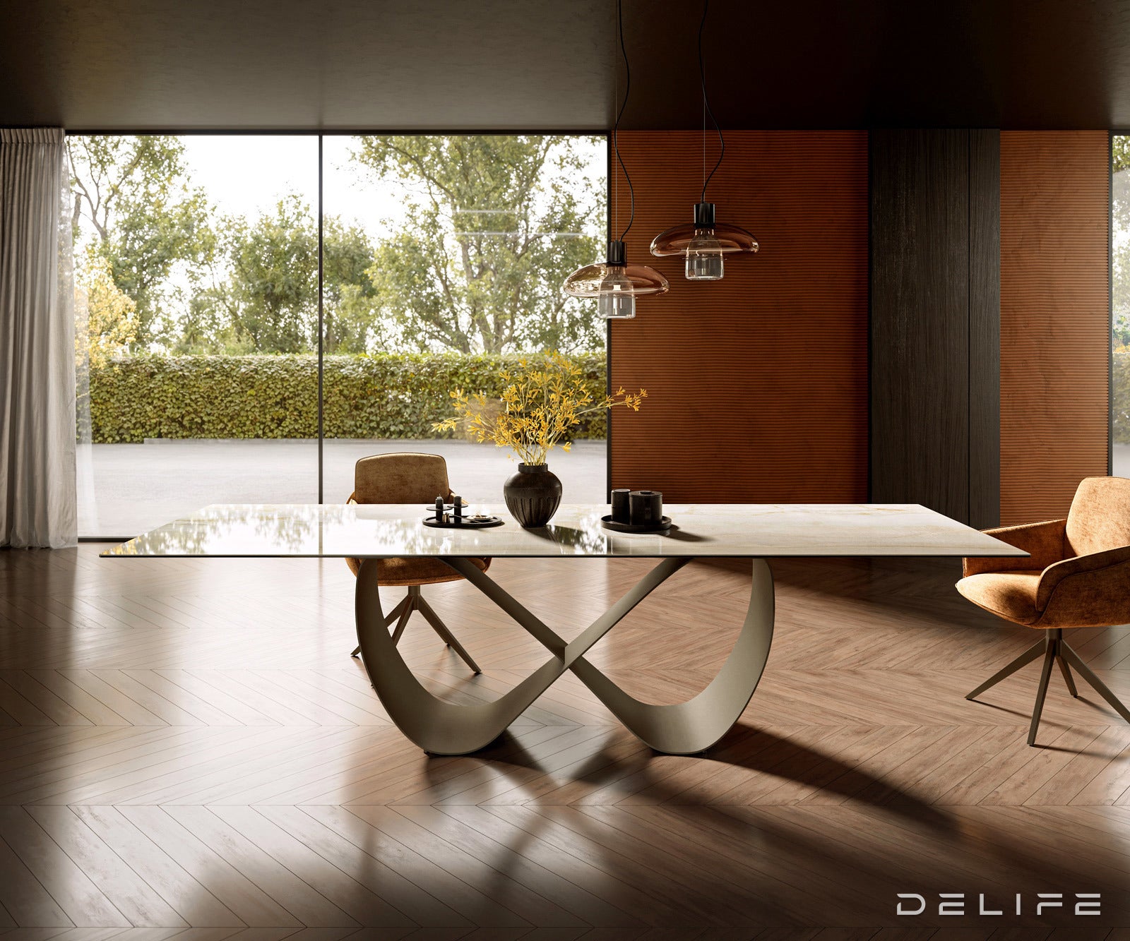 Blagovaonski stol Edge 300x100cm, Materijal: Keramika Laminam Onice Oro