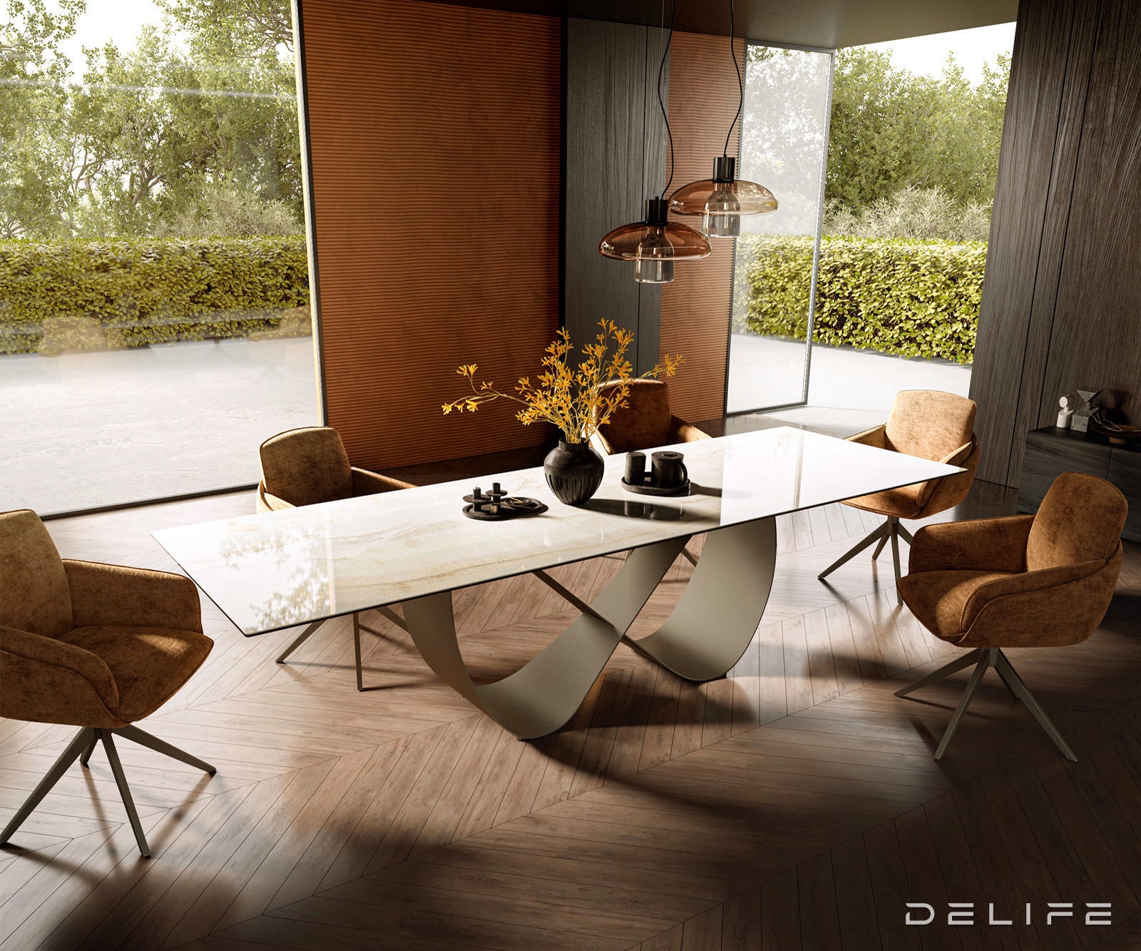 Blagovaonski stol Edge 300x100cm, Materijal: Keramika Laminam Onice Oro